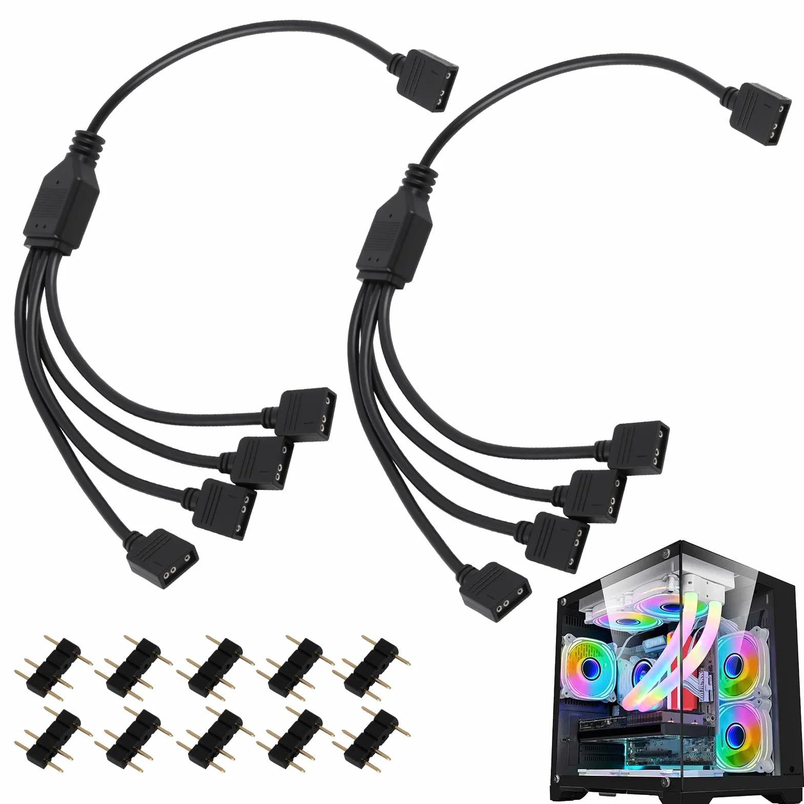 Hub ARGB 5V 3 Pin 1 vers 4 30 cm Câble Répartiteur Compatible ASUS MSI Gigabyte