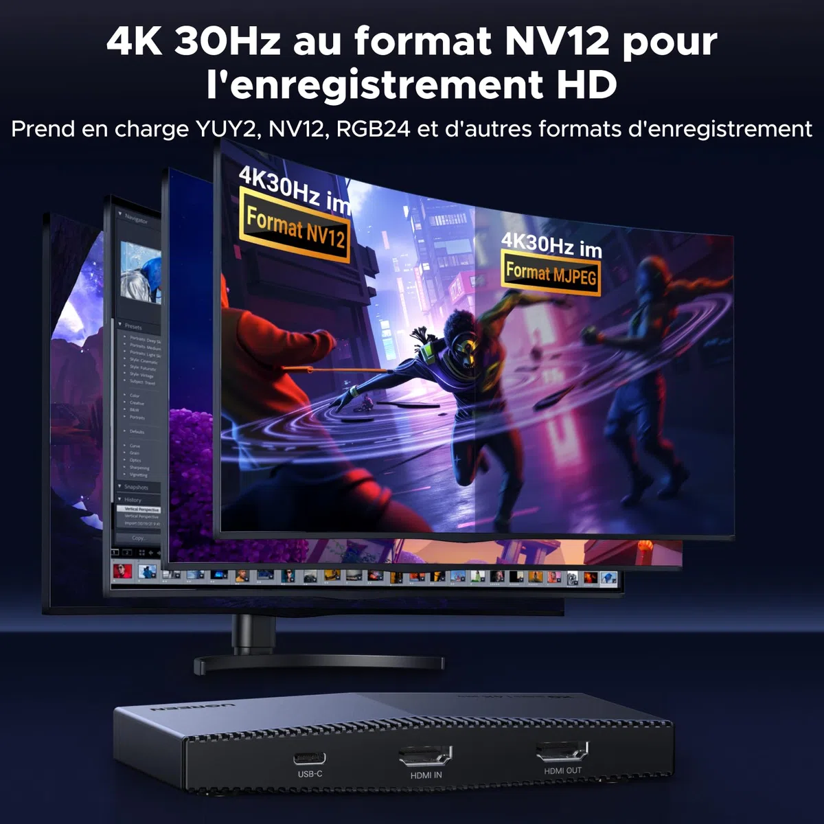 UGREEN 4K 30Hz Carte de Capture Vidéo HDMI USB C 3.2 4K 60Hz Enregistrement