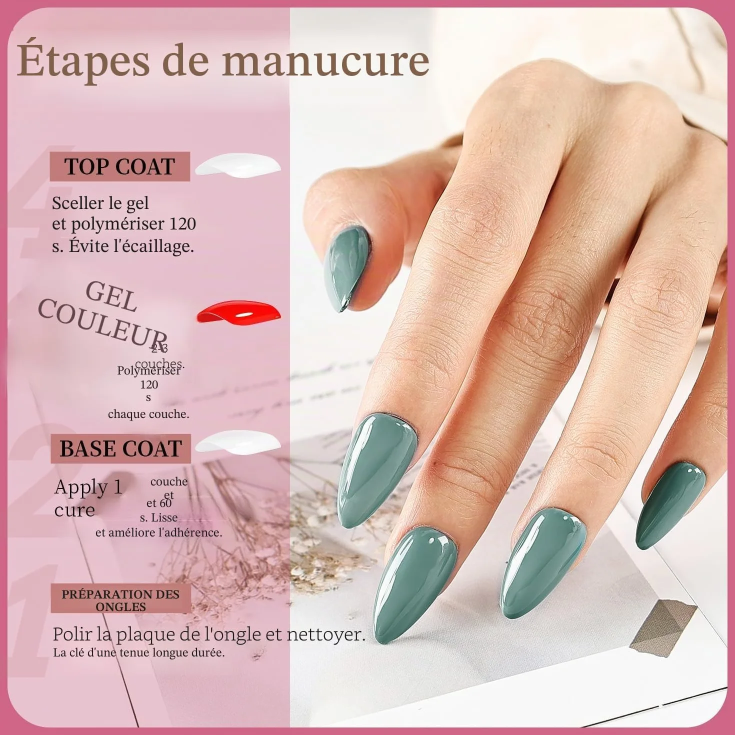 JODSONE Coffret 32 Vernis Gel Base Top Coat Non Essuyer Mat Brillant
