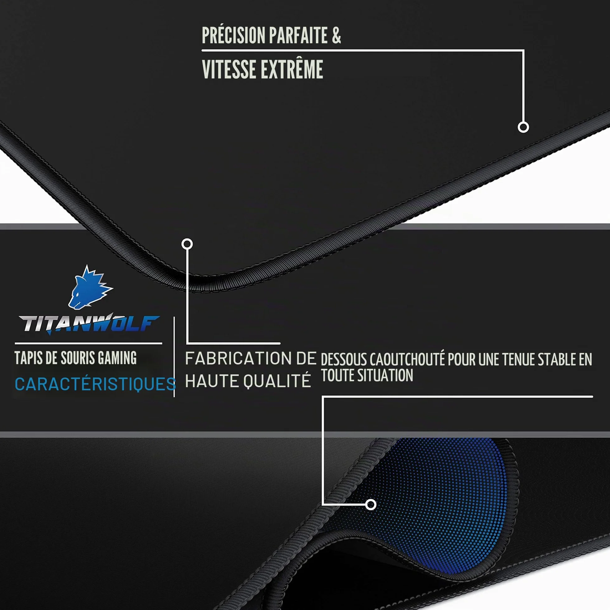 Titanwolf Tapis de Souris de Jeu 1200 x 600 mm XXXL Grand Taille pour Souris et Clavier Logitech
