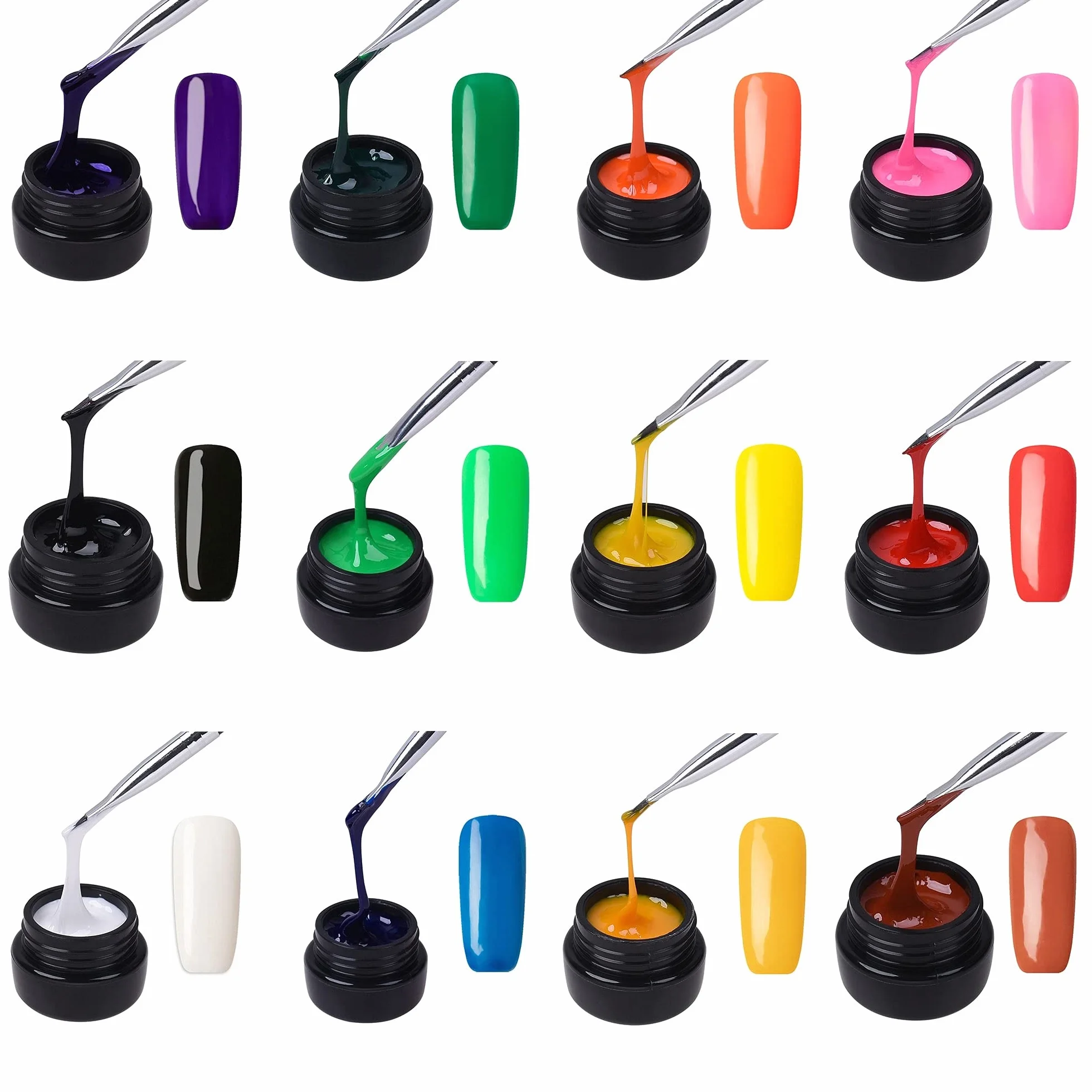 Kit de vernis à ongles gel peinture 3D noir UV LED 8g