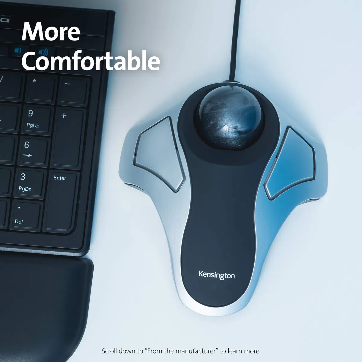 Kensington Orbit Mouse - Trackball Filaire Ergonomique - Bleu (K72337EU) & Orbit TrackBall - Souris TrackBall Ergonomique Filaire, Suivi Optique et Boule de 40 mm - Gris sidéral (64327EU)