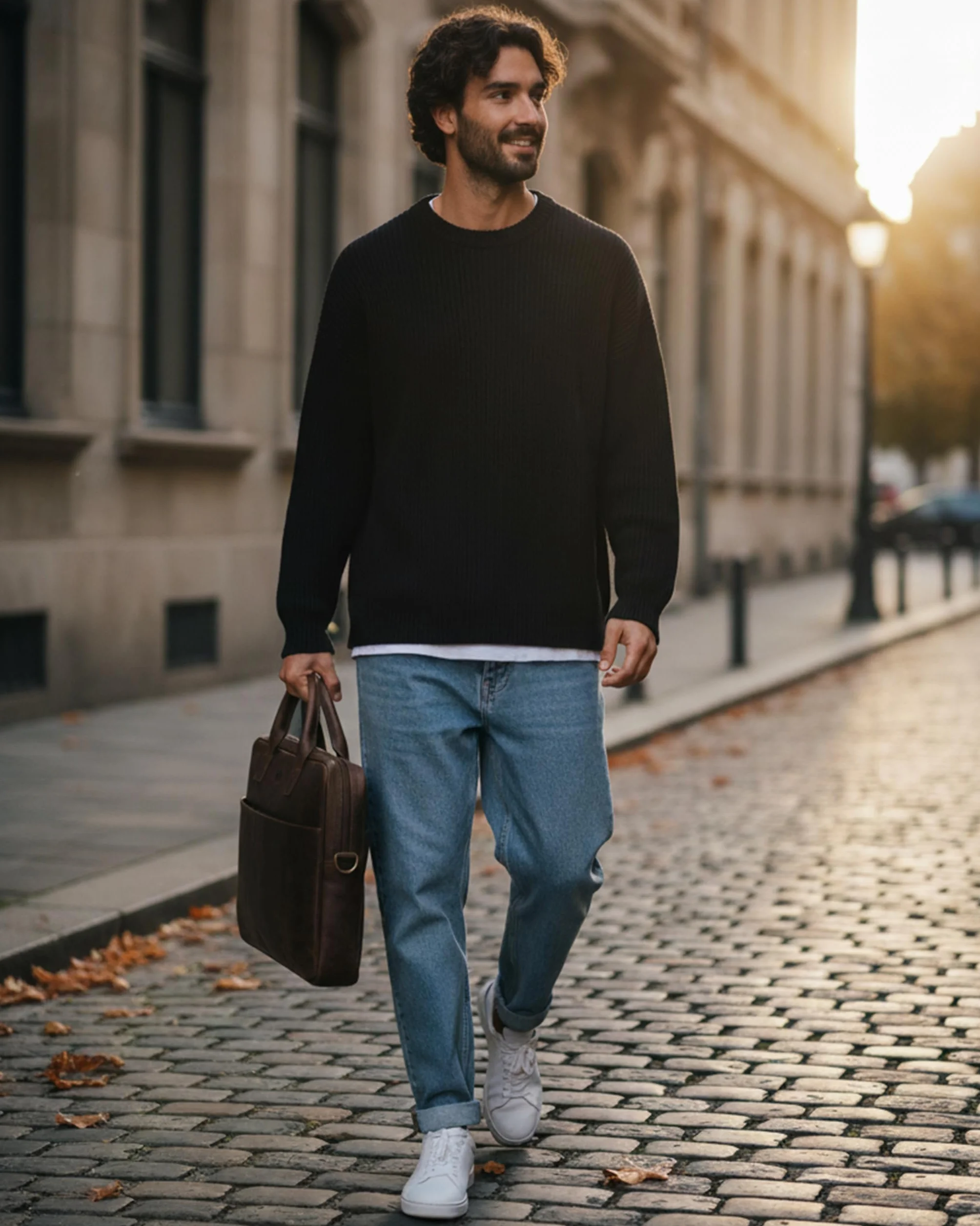 SID & VAIN Sac Ordinateur Portable Cuir véritable 15 Pouces Aden Mallette Professionnelle bandoulière Grand pour Hommes Serviette de Travail Etudiante Marron