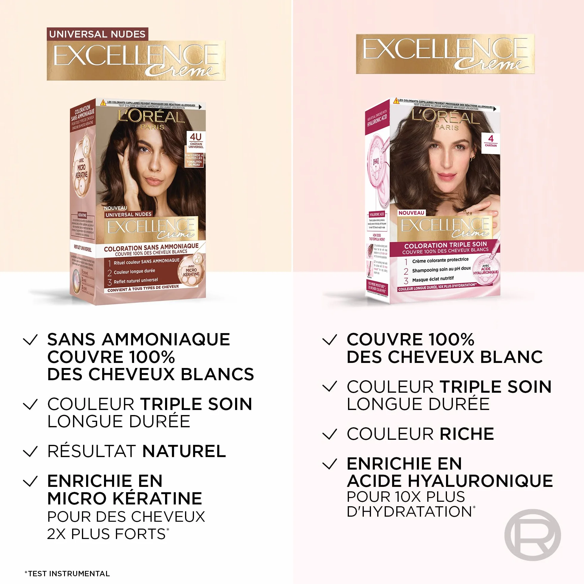L’ORÉAL PARIS Excellence Crème Universal Nudes Coloration Cheveux Permanente Blond Très Clair Universel (9U) 100% Cheveux Blancs