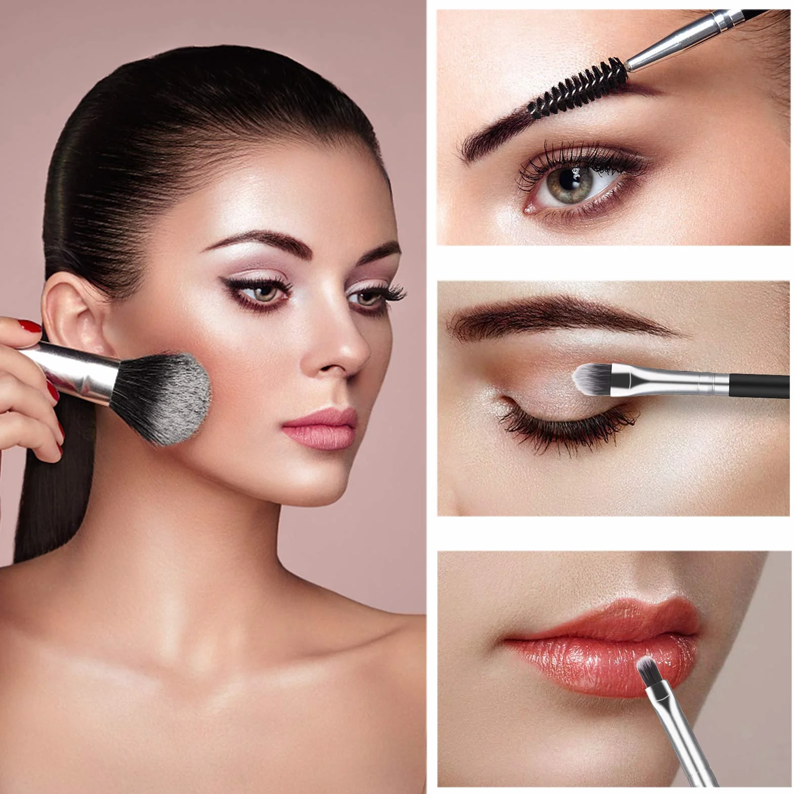 Set de Pinceaux Maquillage 15 Pièces Synthétique Professionnel