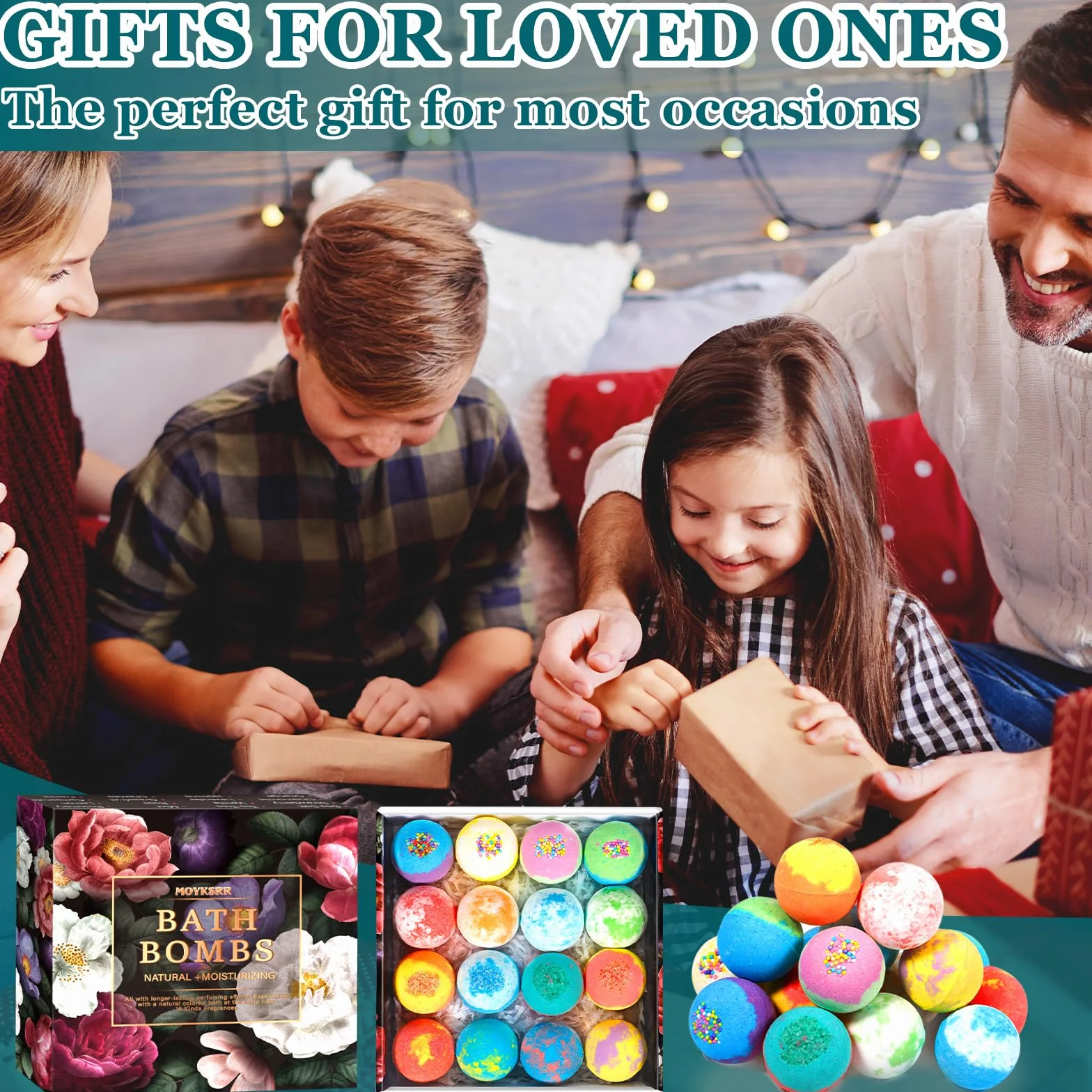MOYKSRR Bombes de Bain Lot de 16 Coffret Cadeau Boules de Bain Moussantes Biologiques et Naturelles