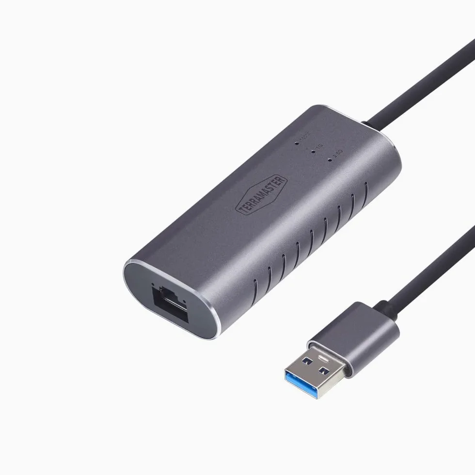 TERRAMASTER Adaptateur Ethernet USB A vers 2,5 G (TMUAE2500), clé USB 3.0 Gigabit LAN, Connexion réseau LAN Filaire pour NAS, Mac OS, Linux, Windows, idéal pour TERRAMASTER NAS