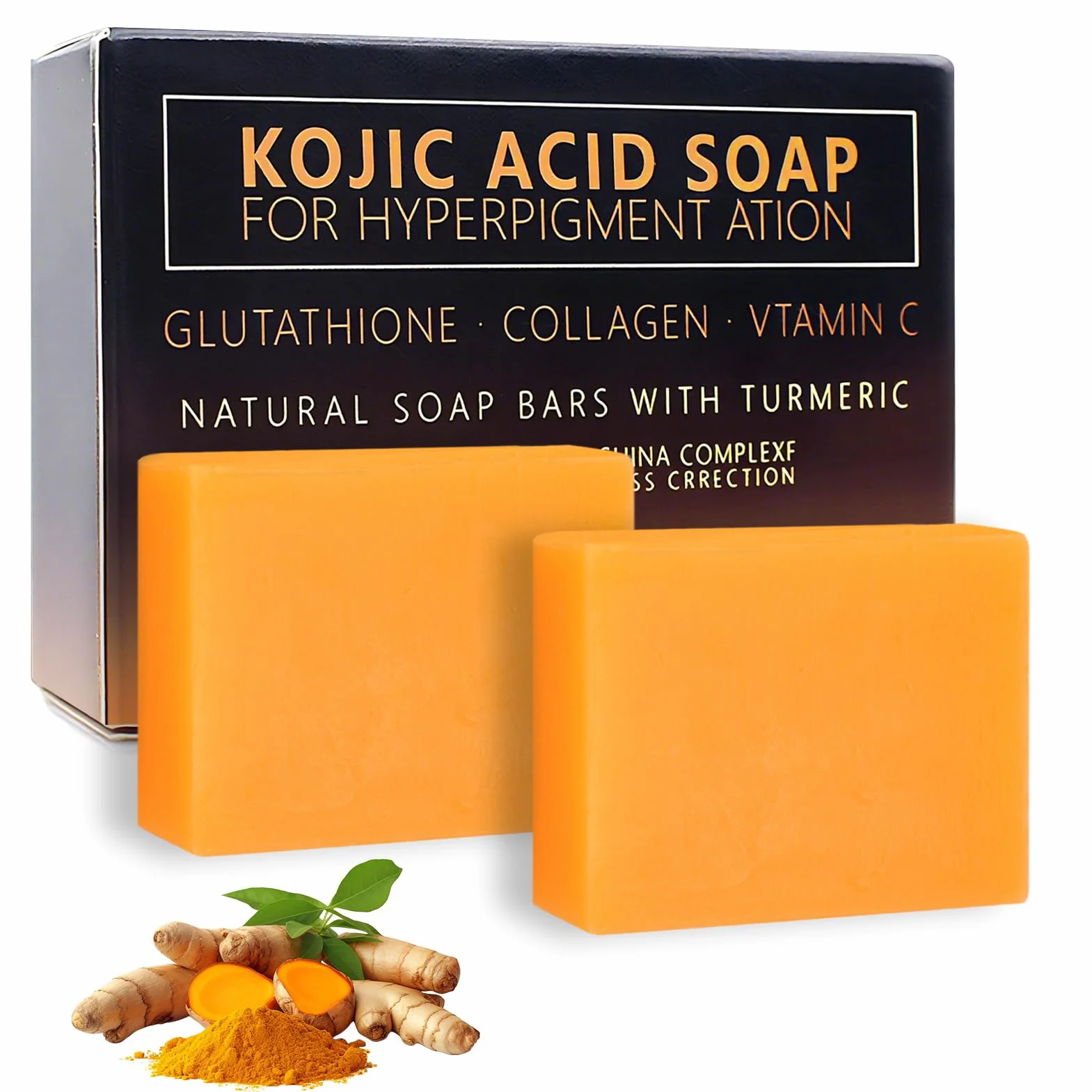 Savon à L'acide Kojique au Curcuma, Skin Lightening Soap, VC Savonnette, 2 x 100g