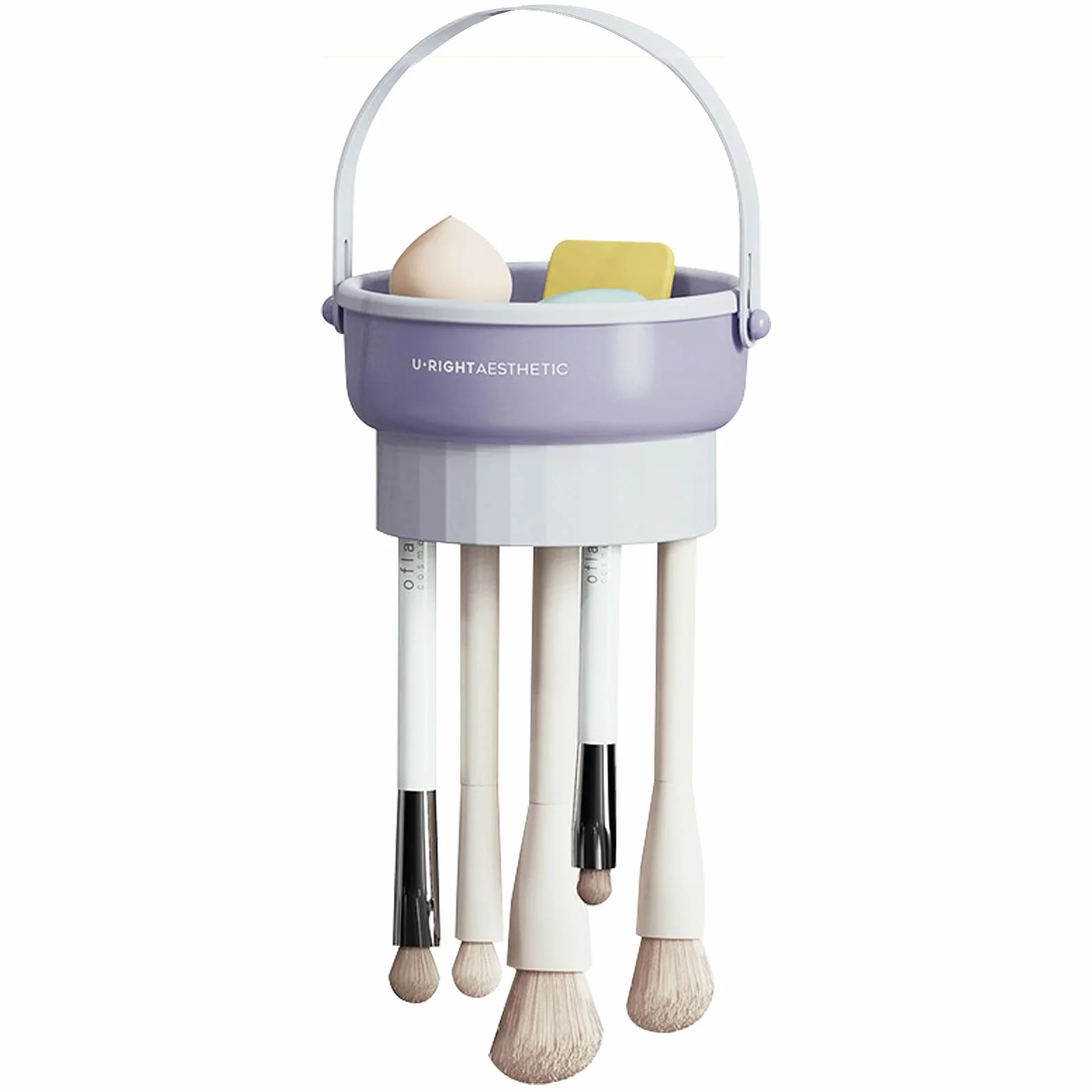 Veki 3 en 1 Tapis de Nettoyage Pinceaux Maquillage en Silicone, Violet