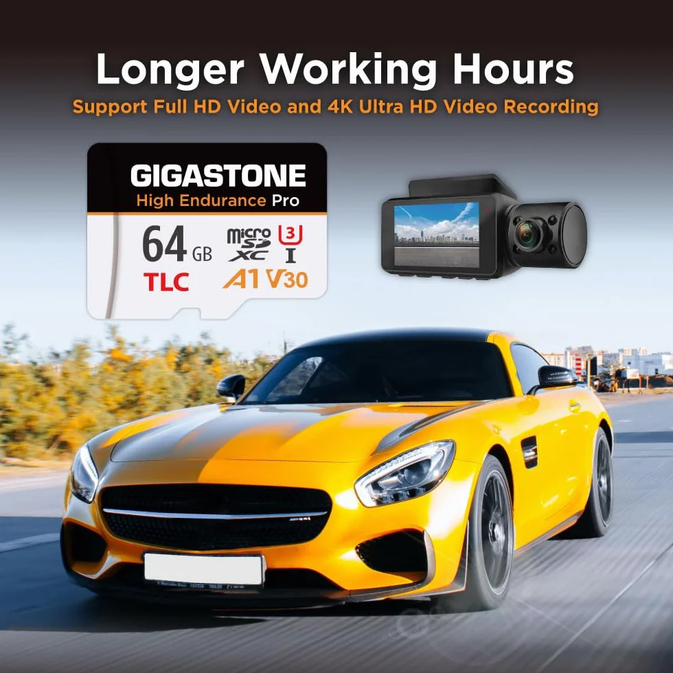 GIGASTONE Carte Micro SD 64 Go High Endurance Pro 95 Mo/s Dash Cam