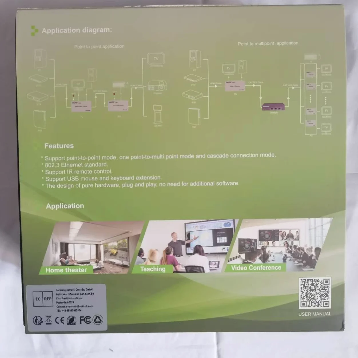 KVM Extenseur IP HDMI 200 m sur IP RJ45 Ethernet CAT6 6A émetteur récepteur 1 TX à 20 RX et connexion en cascade Clavier USB Souris sur UTP/STP H.264 (TX+RX)