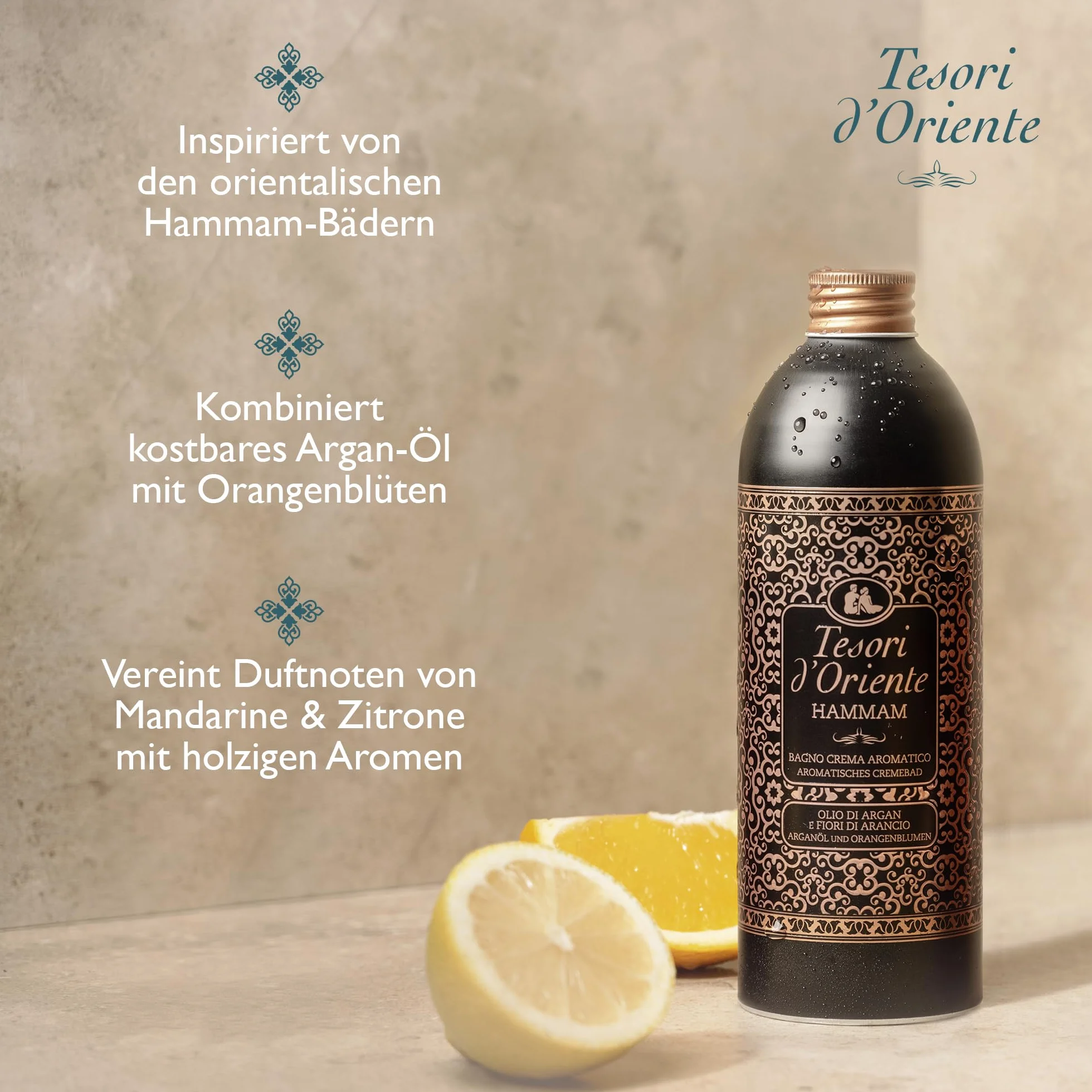 Tesori d'Oriente Cremebad Hammam Bain de bain aromatique huile d'argan fleur d'oranger 500 ml Soin du corps