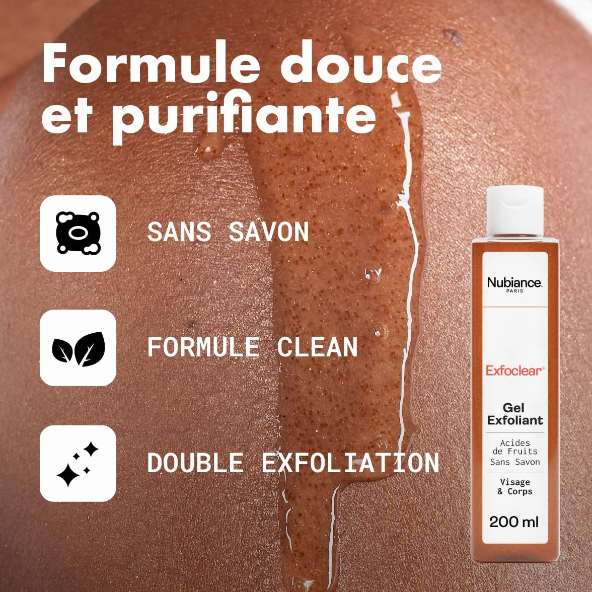 NUBIANCE Exfoclear Gommage Corps & Visage aux AHA Exfoliant 200 ml