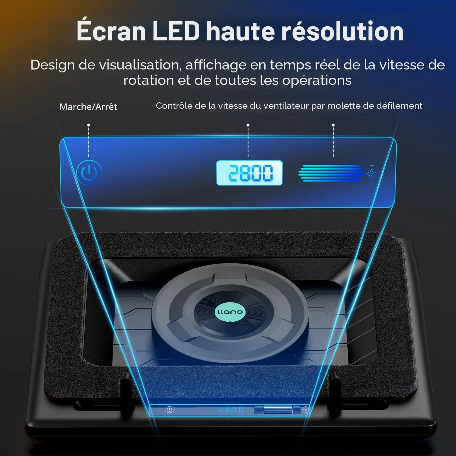 Llano Refroidisseur PC Portable 14 cm Ventilateur Turbo Mousse étanchéité 38-48 cm Hub USB 3 Ports