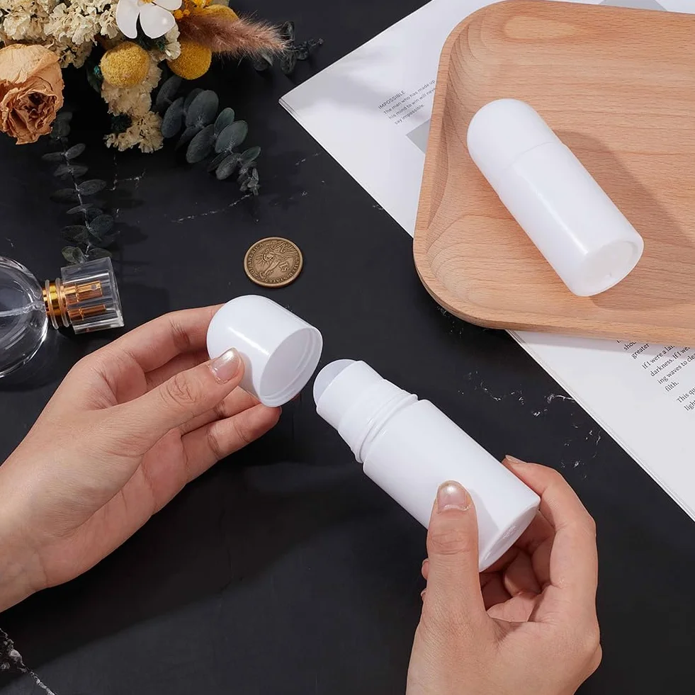 GORGECRAFT 2 x 50 ml Roll on Plastique Blanc Anti Transpirant Vide Réutilisable Déodorant Anti Fuite Rechargeable Voyage Cosmétiques Parfums