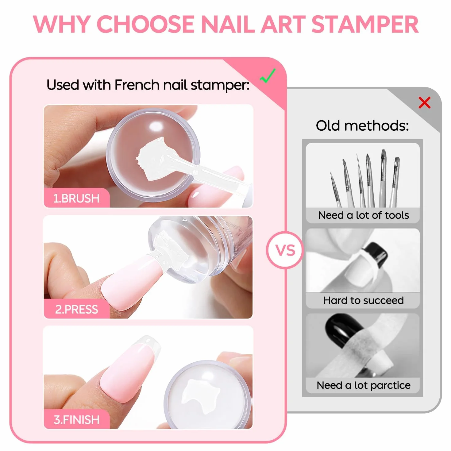 AIMEILI Nail Art Stamping Kit 5 Plaques 2 Silicone Tampons 2 Grattoir 15ml Latex Peel Off Tape