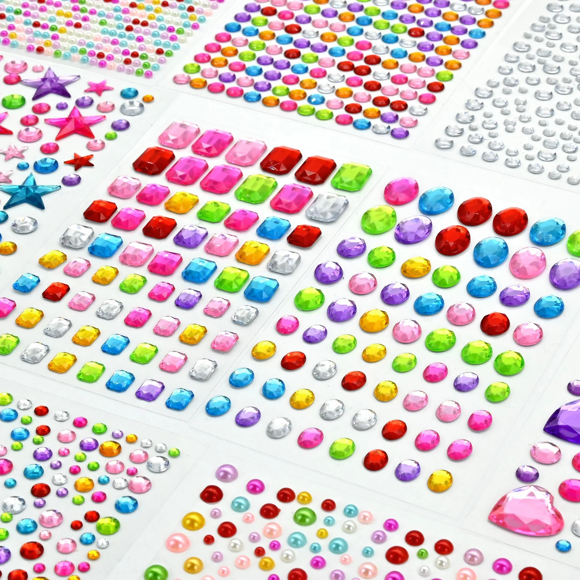 Strass Autocollant Visage 2442 Pièces Paillettes Auto-Adhésifs Diamant Acrylique Maquillage Ongles