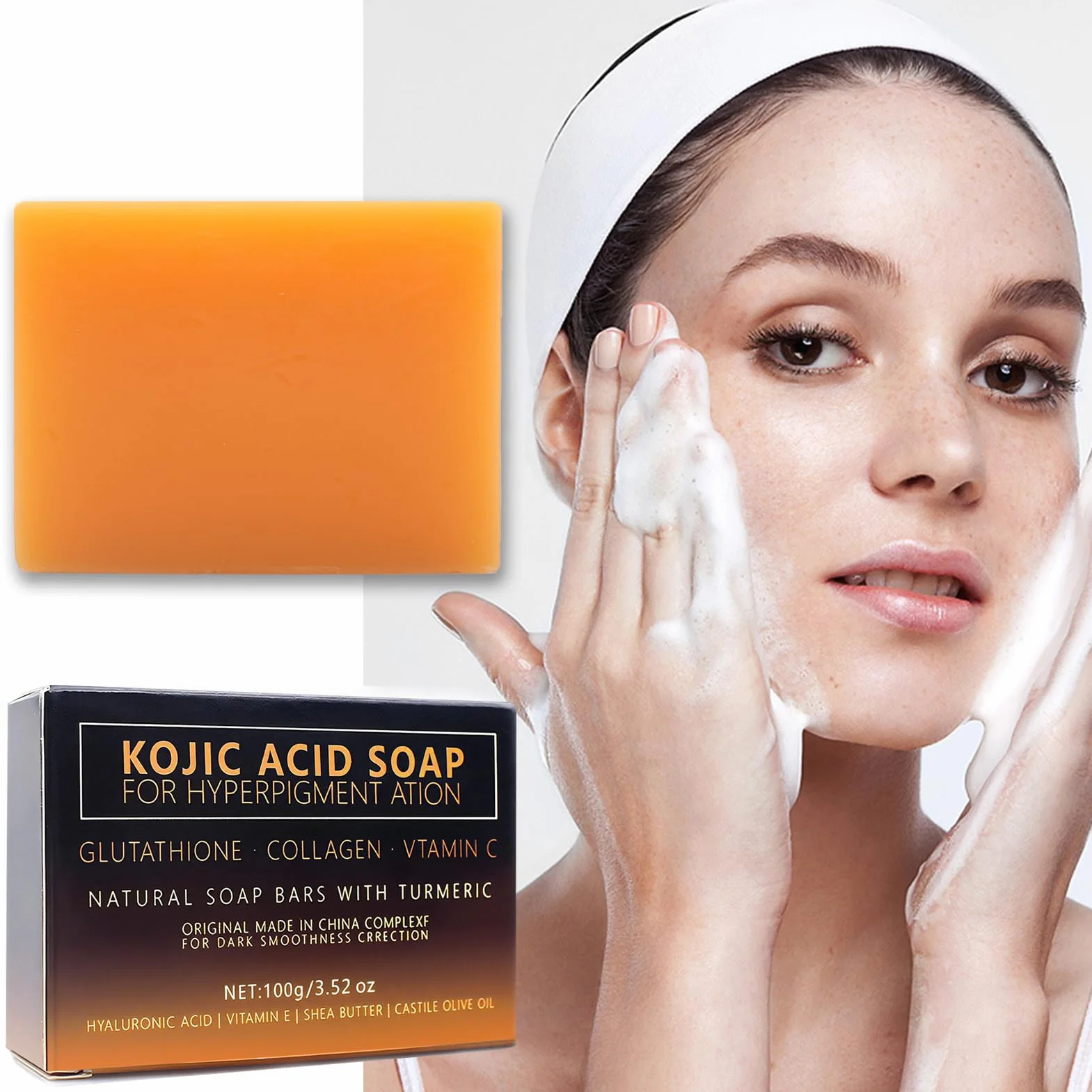 Kojic Acid Soap 100g Eclaircissant Peau Noir Hyperpigmentation Visage Corps