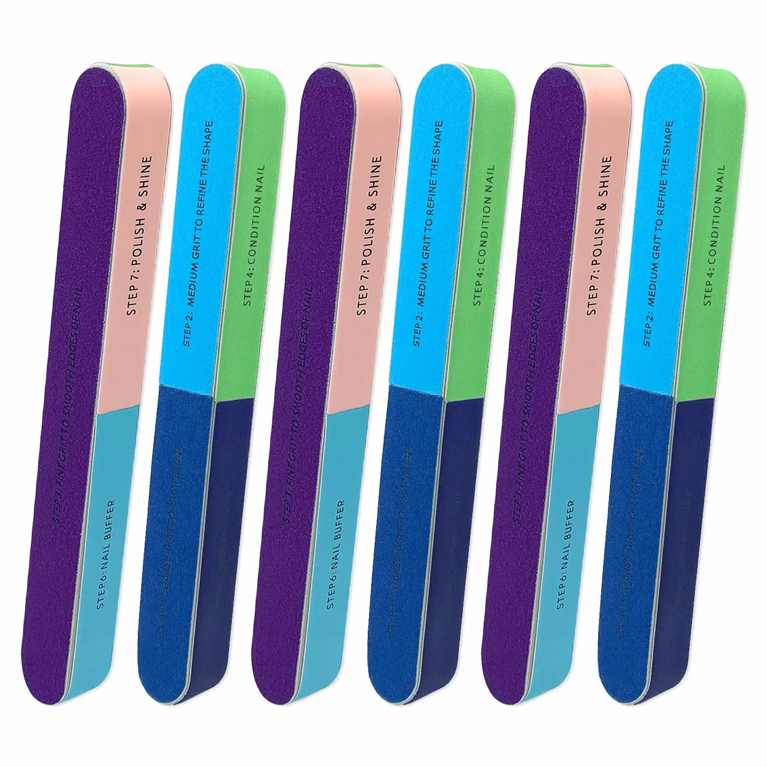 Yamobi 6 pièces Lime à ongles 4 faces pour ongles naturels, blocs de polissage en gel, lavables