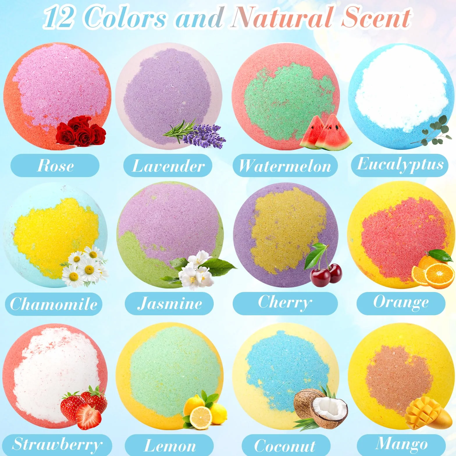 Lot de 12 bombes de bain pour filles avec jouets surprise, boules de bain spa naturelles faites à la main avec bijoux, Noël pour filles 3-12 ans