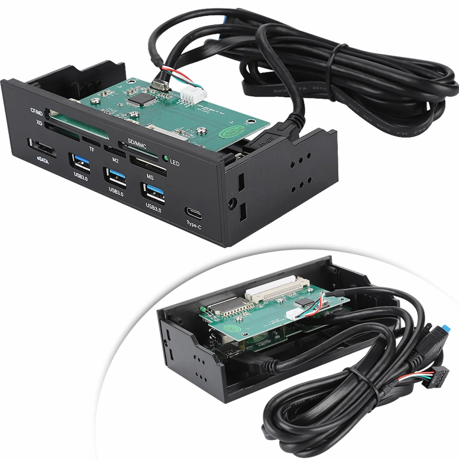 Lecteur de Carte Interne USB 3.0 5,87 Pouces 5 Ports 6 Emplacements avec eSATA et USB 3.1 Baie 2,5 Pouces