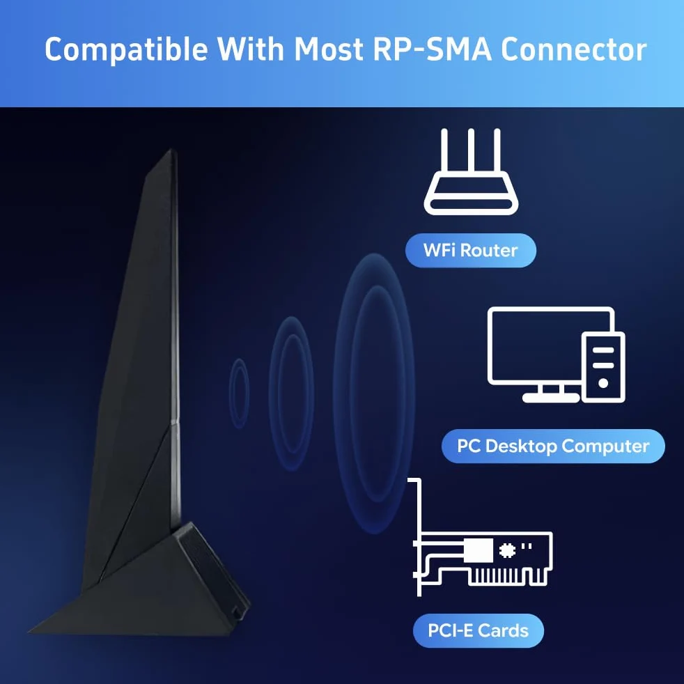 SAMXI SMA Antenne mobile WiFi Carte mère 2T2R 2.4G/5G WiFi6e pour ASUS Rog Strix Z270 Z370 X370 Z390 Z490 X570 Antenne de jeu double bande avec câble d'extension