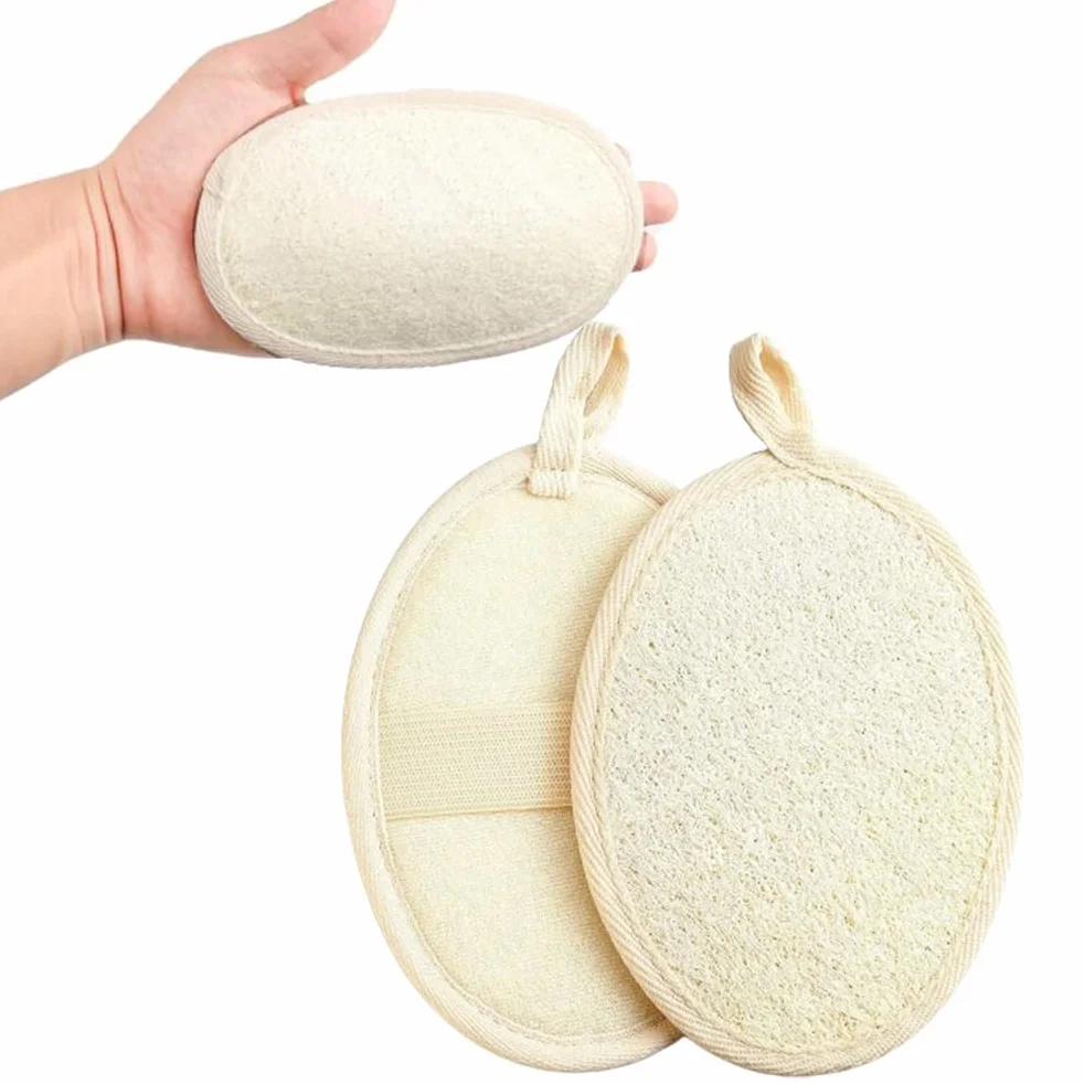 Éponges en Luffa Naturel Lavables, Gants de Gommage Reutilisables, Éponge Exfoliante pour Visage Corps Bain