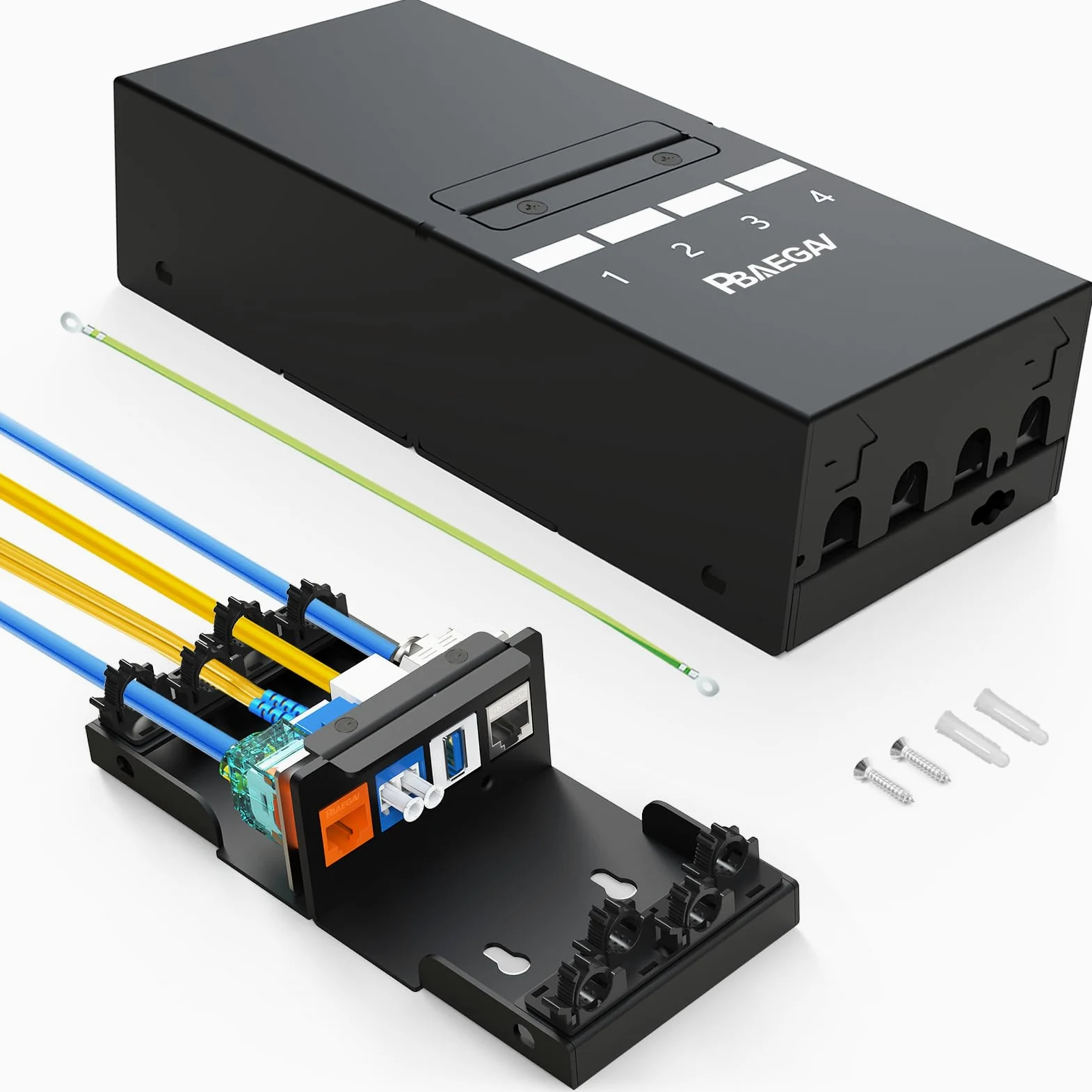 Panneau de brassage réseau vierge à 4 ports UTP/STP antirouille et durable (panneau de brassage vierge 1U 4 ports)