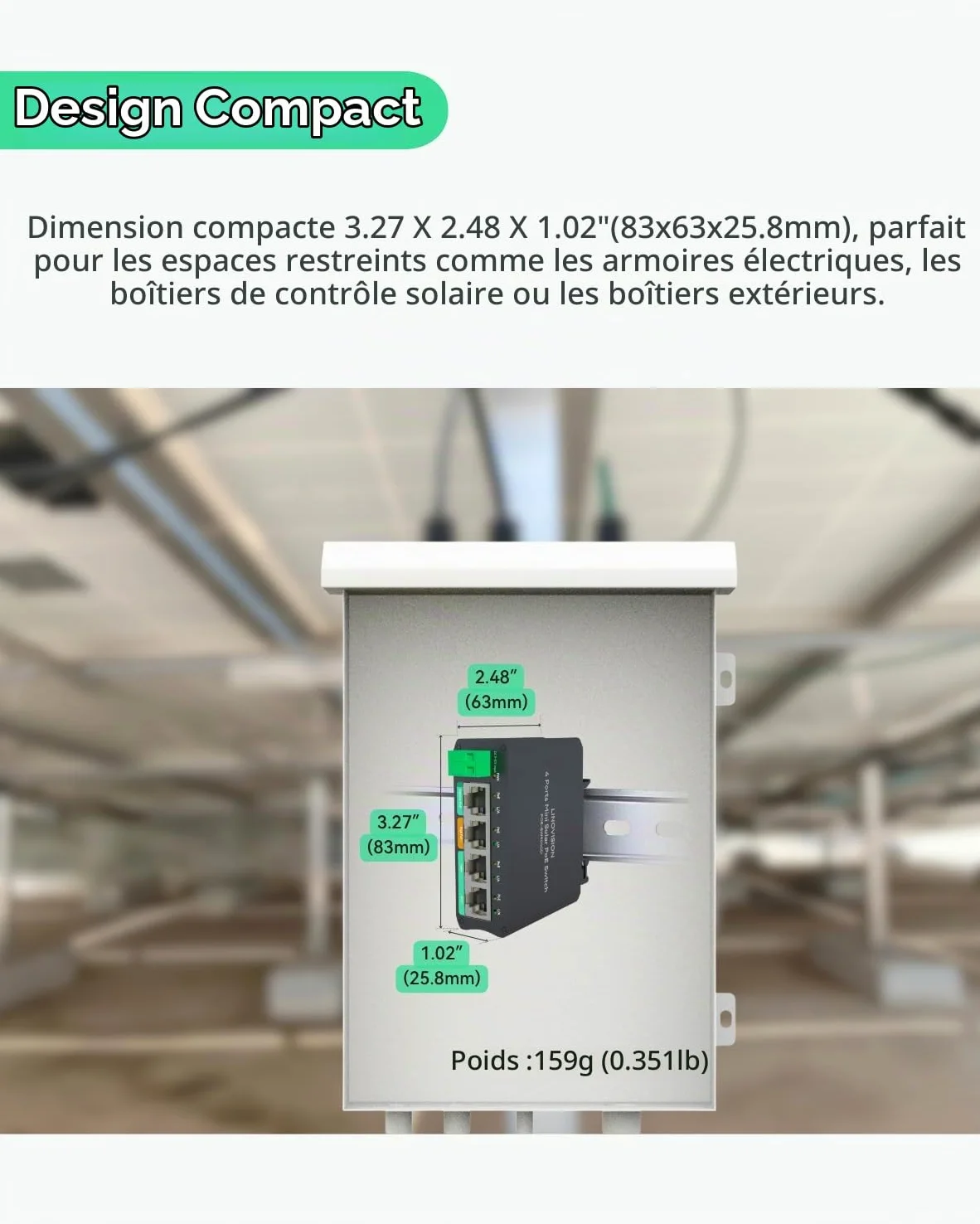 LINOVISION Mini Solar PoE Switch 4 Ports Fonctionne Directement avec des Batteries DC12V ou DC24V, fournit 2 Ports PoE+, 1 Port High PoE+ pour Les Grandes caméras PTZ et 1 Port PoE 24V Passif