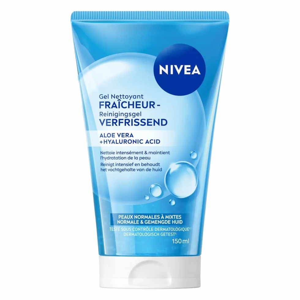NIVEA Gel Nettoyant Fraîcheur Visage 150 ml Hydrate Élimine Impuretés Peaux Normales Mixtes