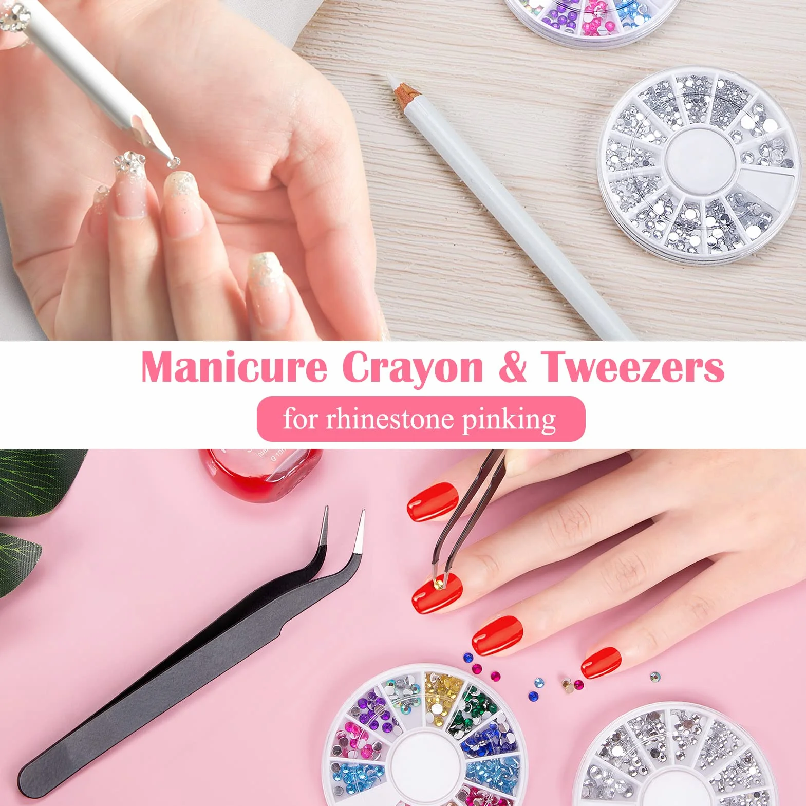 Kiiwah Kit Nail Art Design 31 Pièces Pinceau à Ongles Dotting Pens Strass Striping Tape Manucure