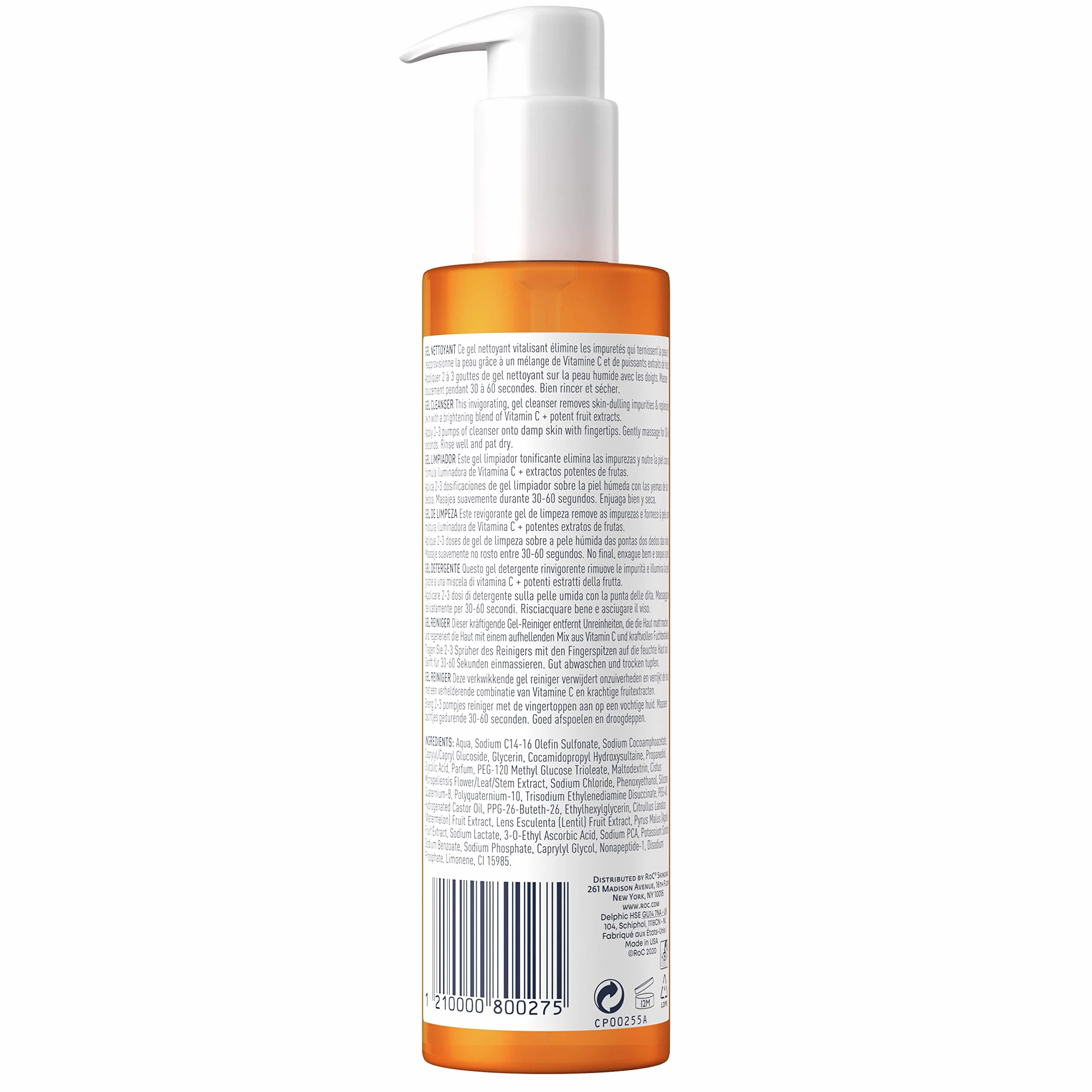 RoC Multi Correxion Revive + Glow Gel Cleanser Soin Nettoyant Visage Exfoliant Vitamine C Acide Glycolique 177 ml