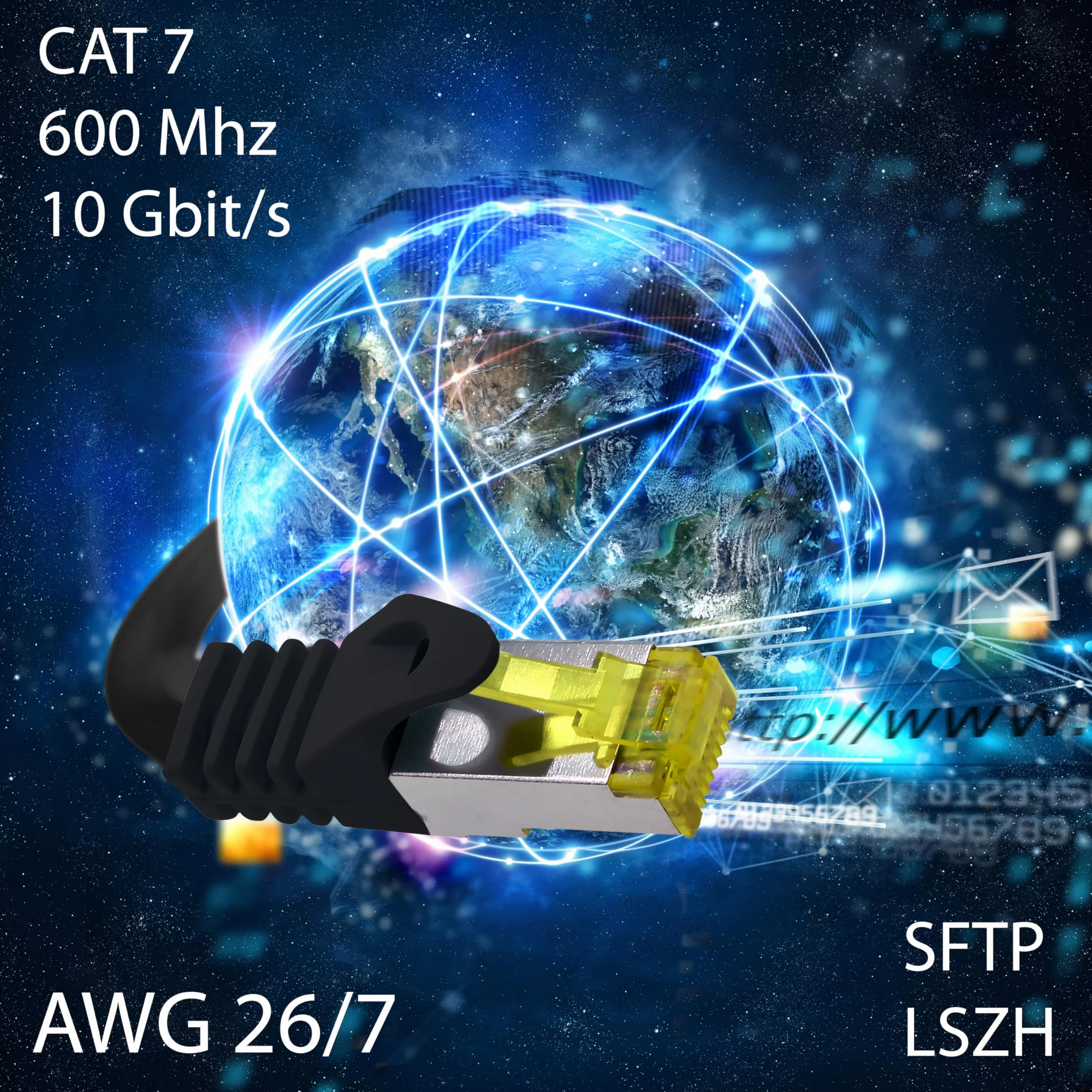 Câble Réseau Cat7 Cat 7 10 Gb/s - 10x 5m - RJ45 Ethernet LAN DSL Routeur Modem - 10 couleurs