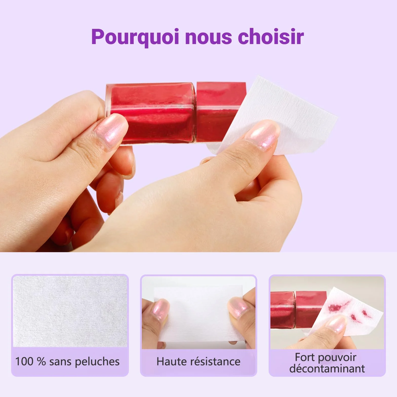 630 Pcs Disques Coton Non Pelucheux pour Ongles, Tampons Démaquillants pour Vernis et Gel (Blanc)