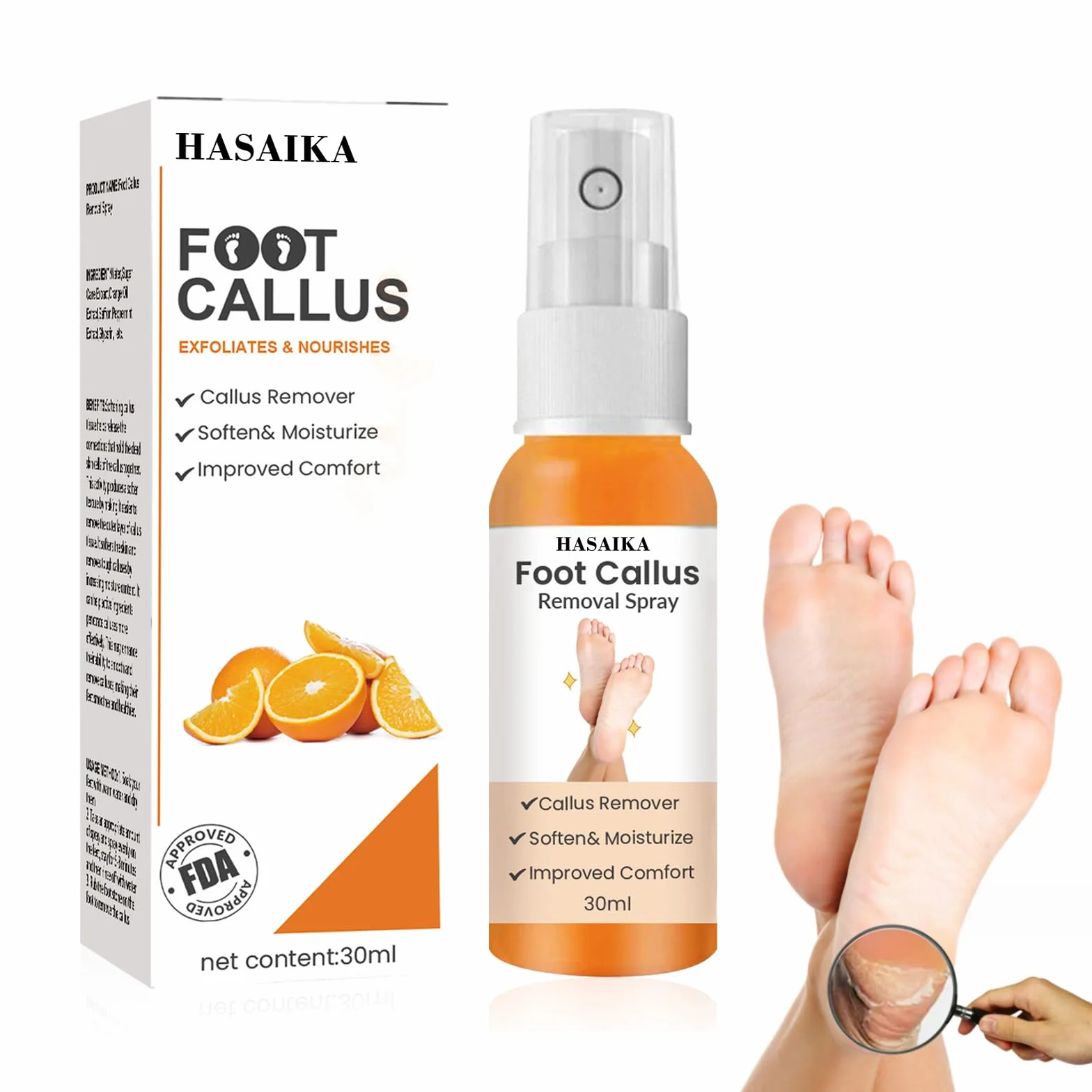 Spray anti callosités des pieds, exfoliant hydratant nourrissant pour pieds secs