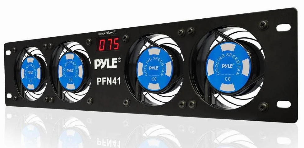 Pyle PFN41 Refroidisseur ventilateur, refroidisseur et radiateur - Ventilateurs, refoidisseurs et radiateurs (Refroidisseur, 8 cm, 4 ventilateur(s), Bleu, Noir, 482,6 mm)