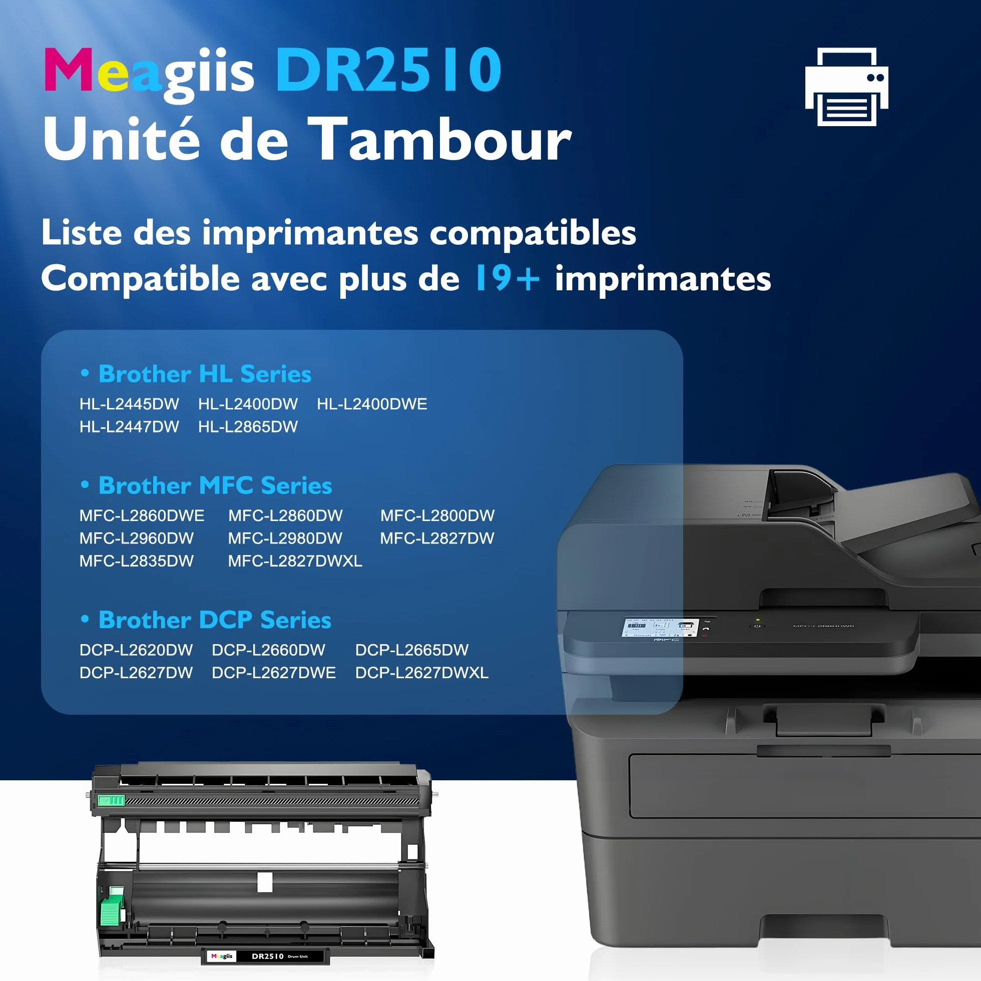 Brother DR2510 DR-2510 Unité de Tambour Compatible pour HL-L2400DW DCP-L2620DW
