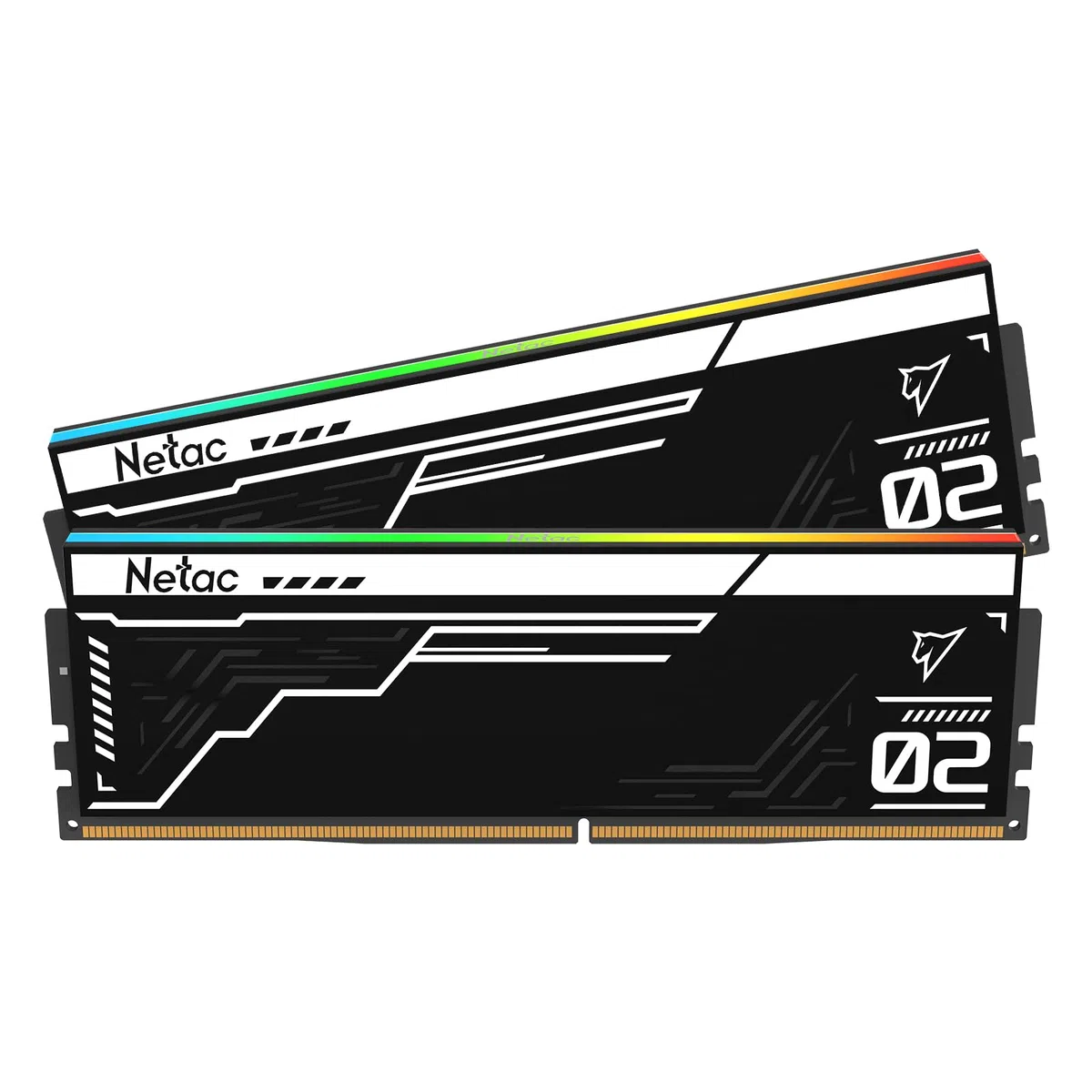 Netac Lot de 2 barrettes de mémoire RAM DDR5 RVB 32 Go (2 x 16 Go) 6400 MHz (PC5-51200) CL32 pour ordinateur de bureau XMP 3.0 - Noir