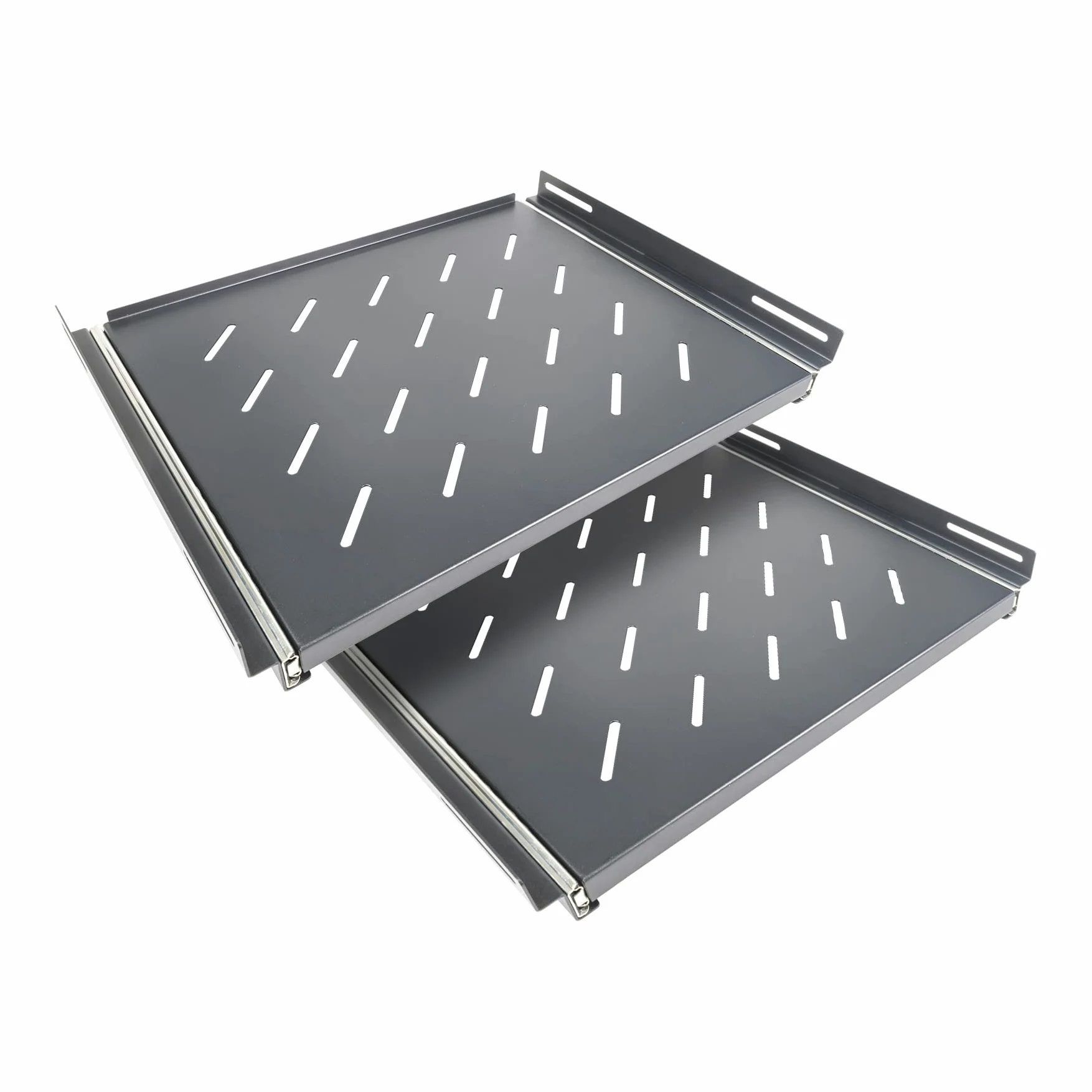 Aiten Data Plateau Coulissant en Grille 1U avec 470 mm de Large x 350 mm de Fond pour Armoire Rack de Sol 19" avec Fond 600 mm en Acier laminé Capacité 20 kg