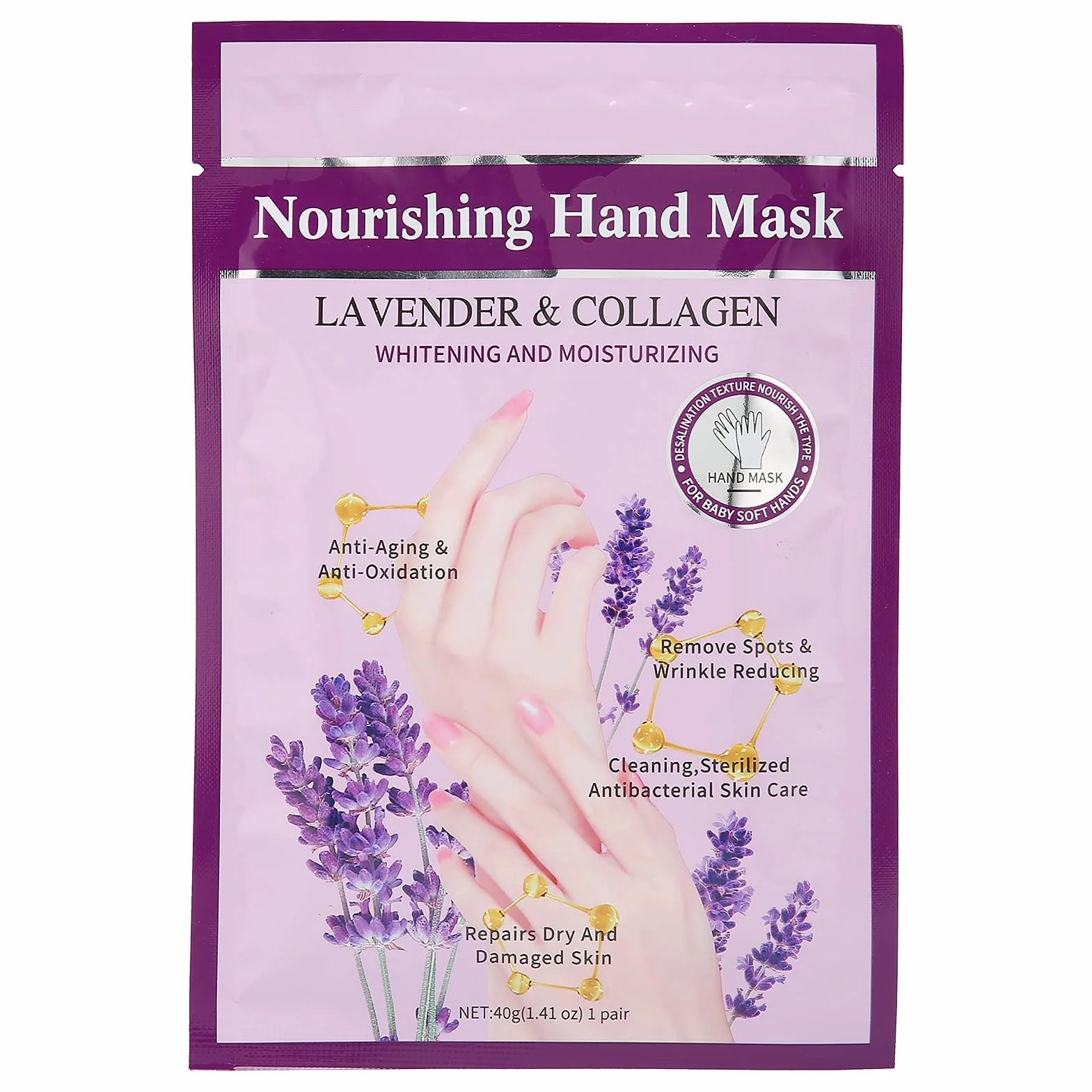 Masque Peeling pour les Mains 5Pcs Hydratants à la Lavande Réparation Mains Sèches et Rugueuses