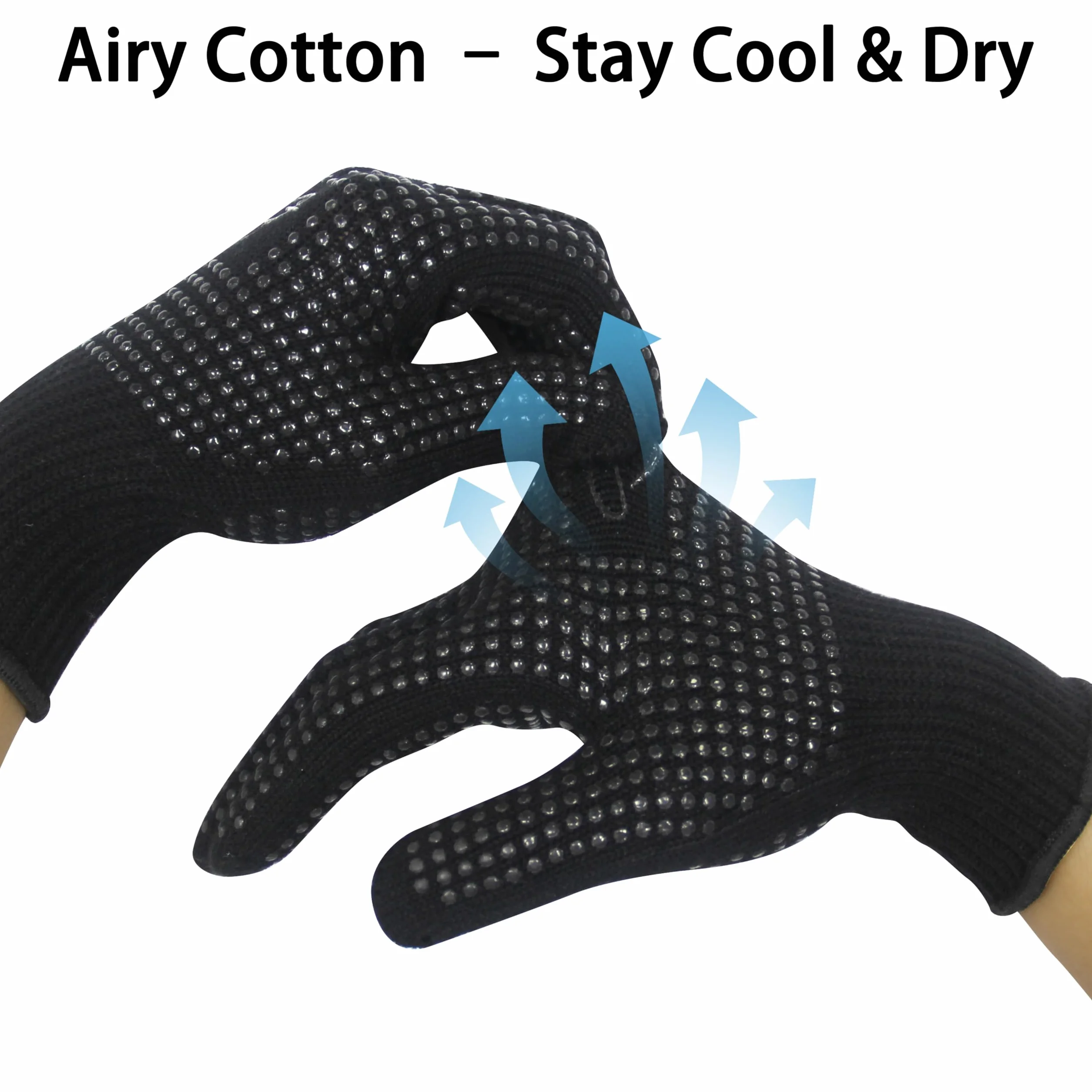 ANGENIL Gants thermorésistants antidérapants double face avec picots en silicone pour coiffage, lot de 2, noirs