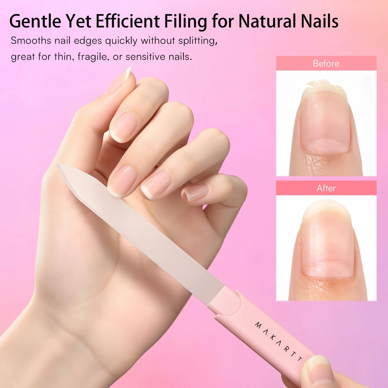 Makartt Limes à ongles en verre pour ongles naturels, polissoirs réutilisables double face avec étui, coffret manucure 3 pièces