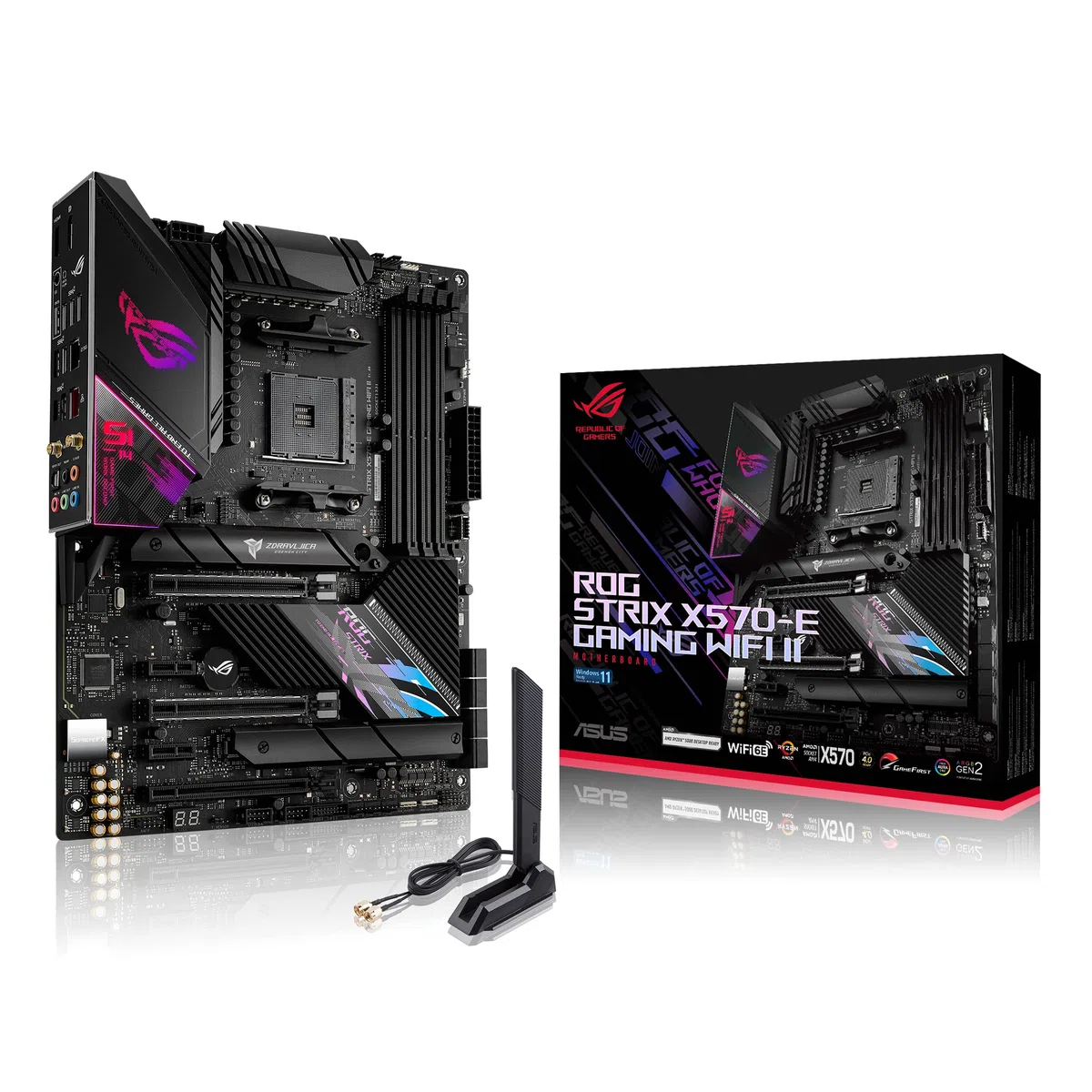 ASUS ROG Strix X570-E Gaming WiFi II AMD AM4 X570S ATX Gaming Carte mère (PCIe 4.0, dissipateur Thermique PCH Passif, 12 + 4 Niveaux d'alimentation, WiFi 6E, 2,5 Go LAN, USB 3.2 Gen 2 Type C et Aura