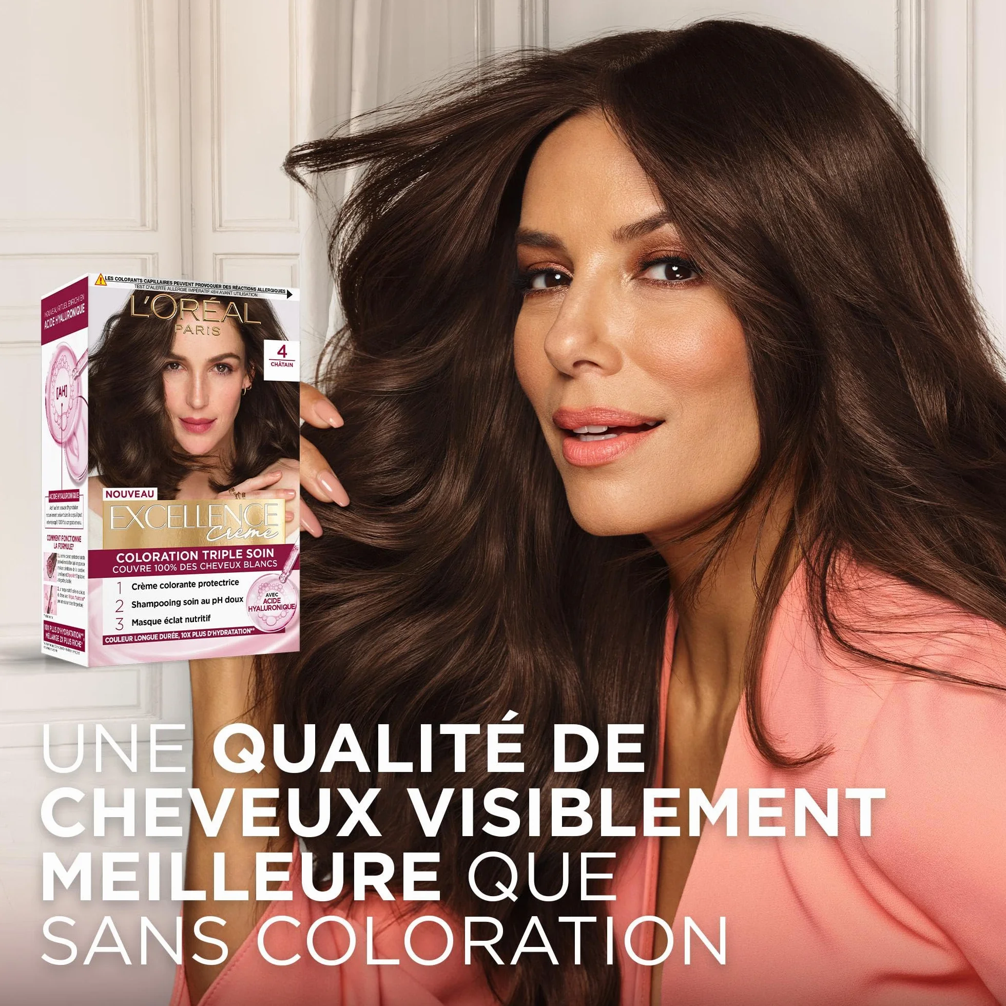 L’ORÉAL PARIS Excellence Crème Coloration Cheveux Permanente Châtain Clair Doré 5.3 Couvre 100% Cheveux Blancs