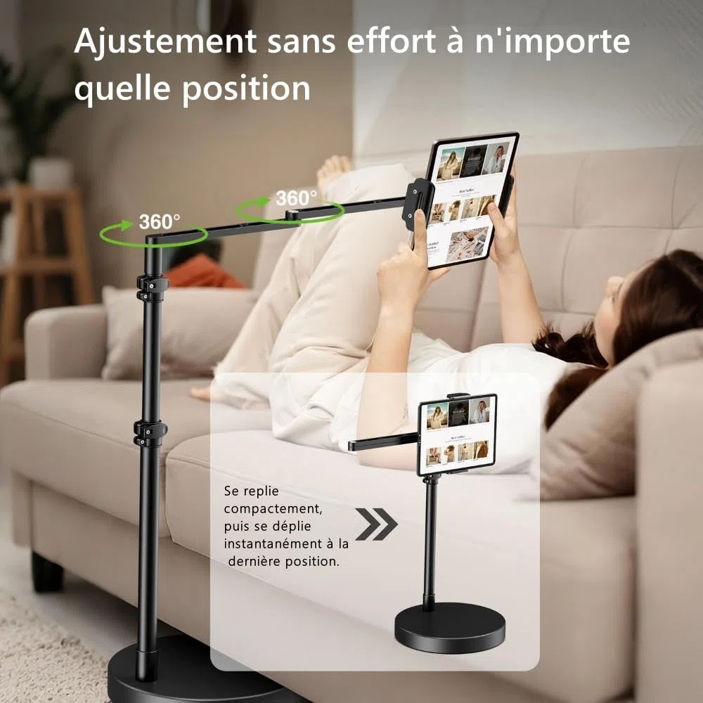 elitehood Robuste Support Tablette sur Pied Réglable Base Lourde pour Lit