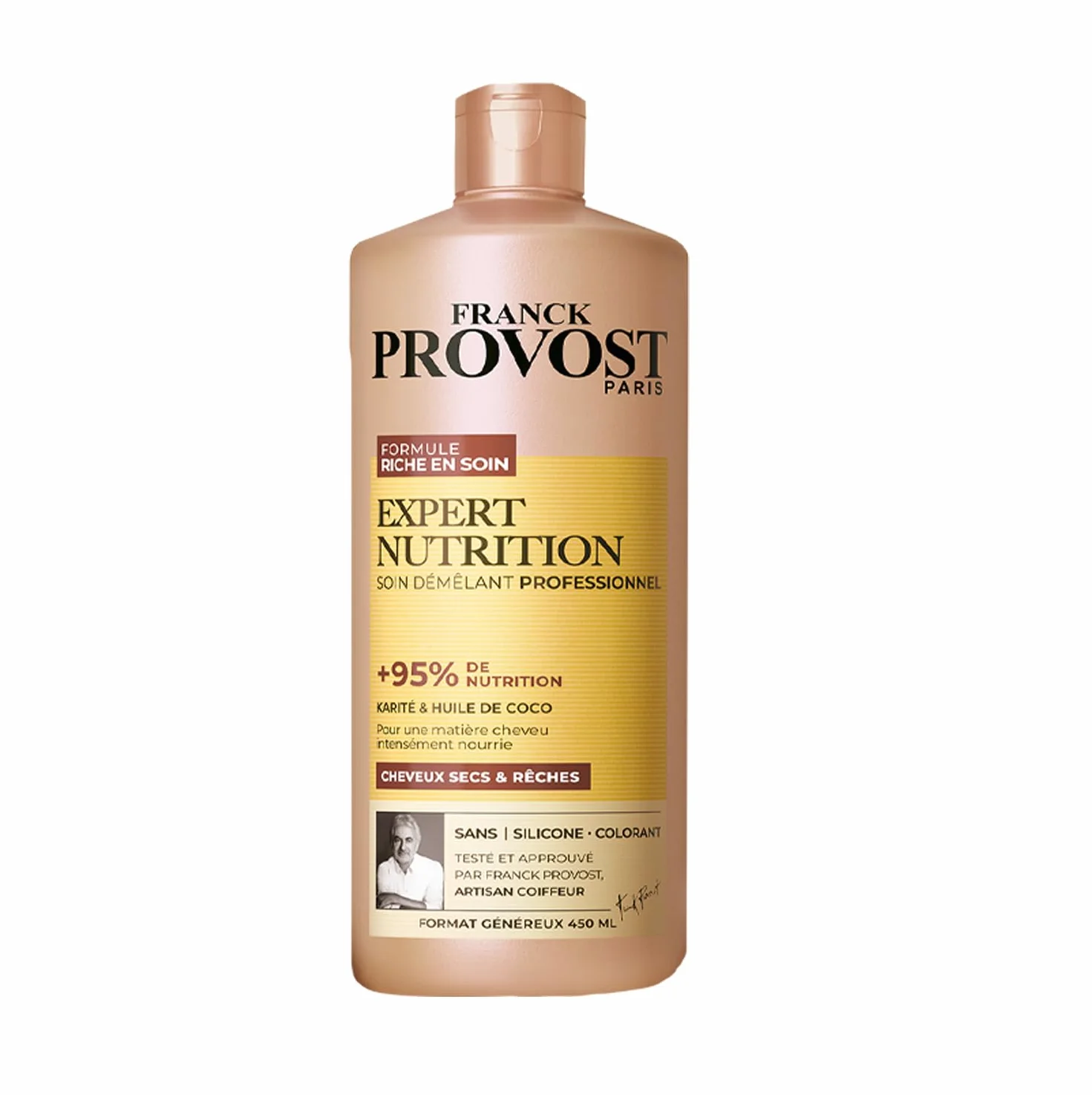 FRANCK PROVOST Expert Nutrition Soin Démêlant Professionnel Formule Riche En Soin Karité Huile De Coco Sans Silicone Sans Colorant Cheveux Secs Rêches 450 ml