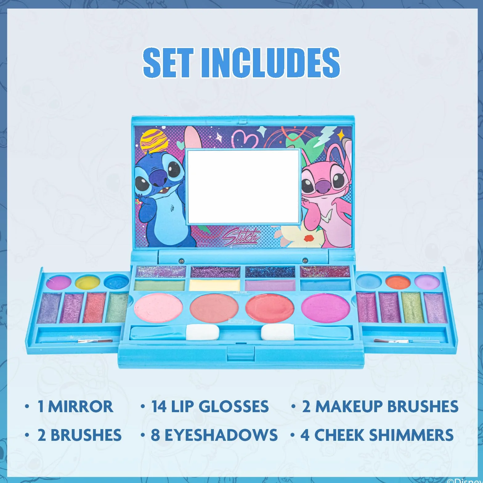 Coffret Maquillage Gloss Ombres Blush Pinceaux Portable Stitch