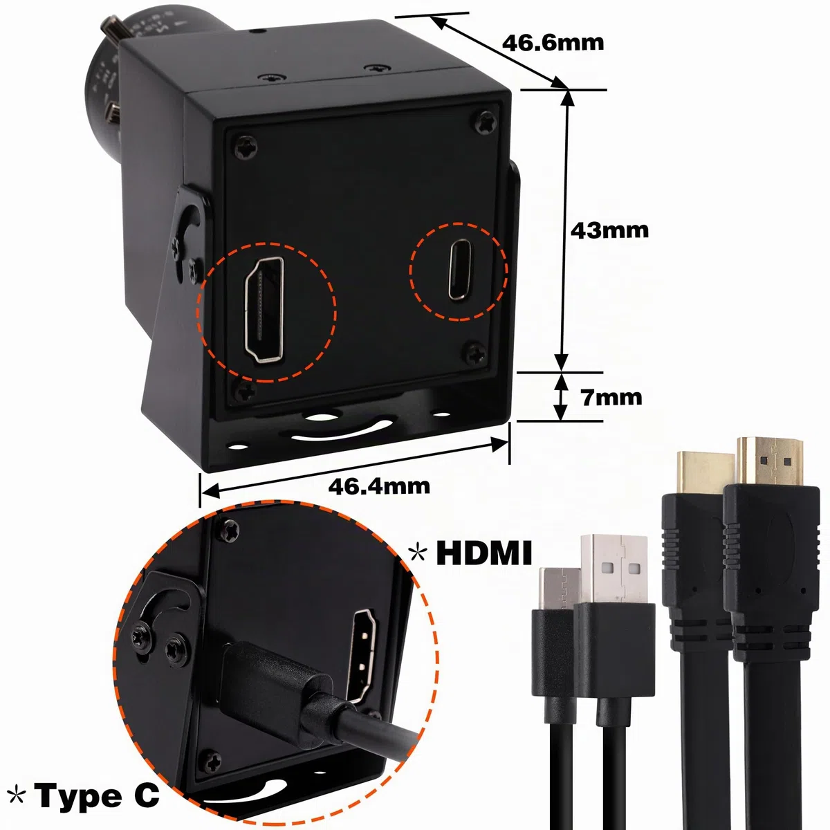 ELP Caméra USB 4K HDMI Grand Angle 2,8-12 mm Objectif Varifocal Focus Webcam Caméra de Gros Plan Prise en Charge H.265, Ultra HD 2160P Webcam avec capteur IM415 pour Ordinateur en Direct réunion