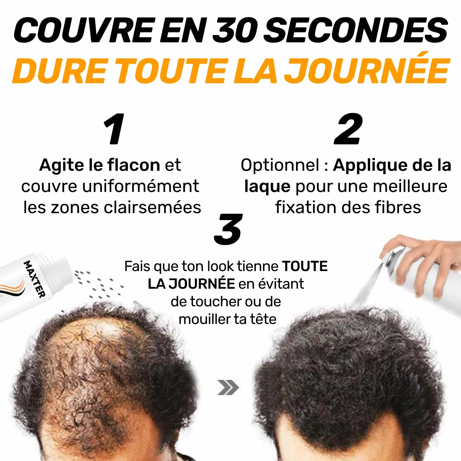 Maxter FIBRE CAPILLAIRE Châtain Foncé - Poudre Cheveux Microfibre Densité Volume