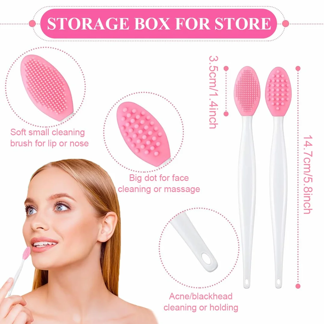 Pinceau à lèvres double face en silicone, Brosse exfoliante pour lèvres, outil de nettoyage